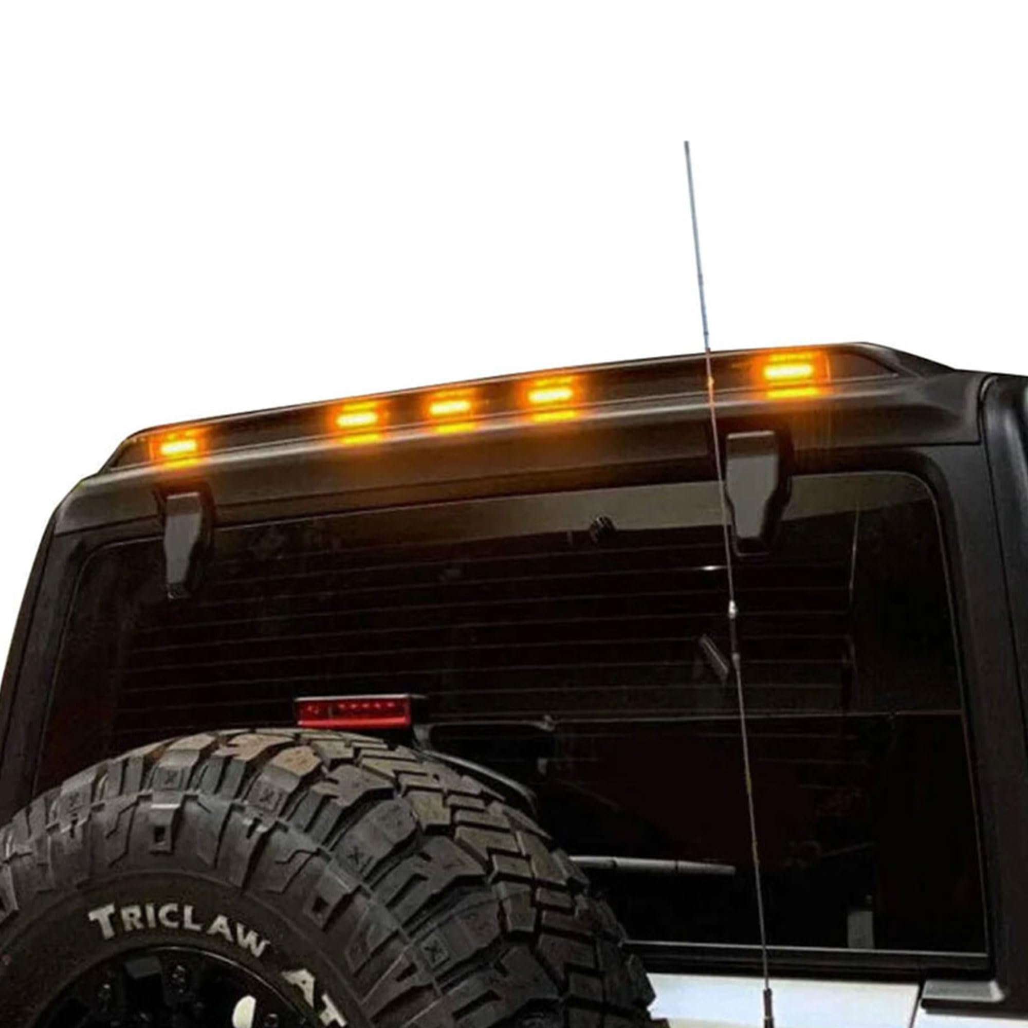 2018-2024 Jeep Wrangler JL Black Rear Roof Spoiler with Amber LED Lights | Aerodynamic Upgrade for Off-Road & Street Driving