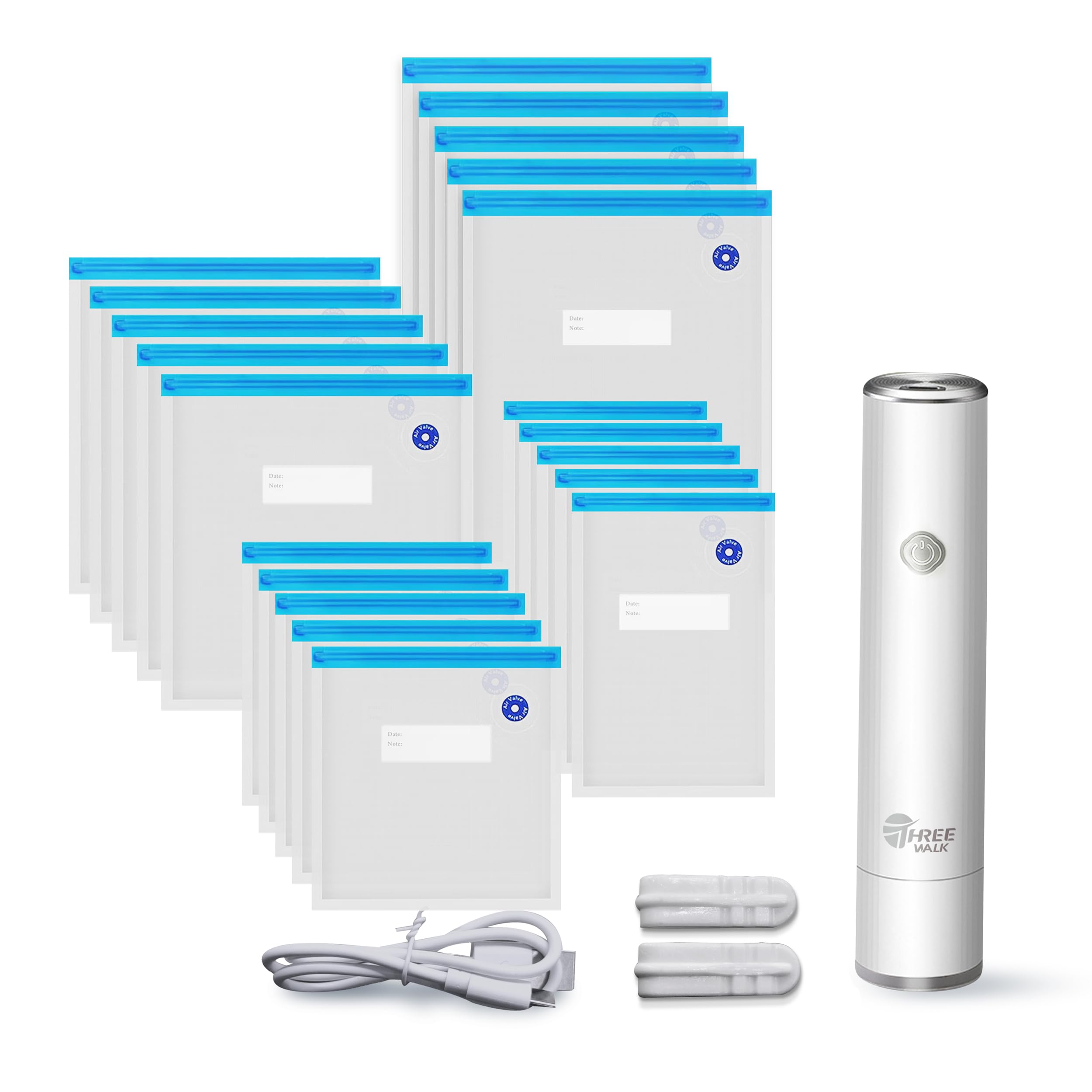 Powerful Handheld Vacuum Sealer Machine - Electric Food Sealer with 20 Reusable Sous Vide Bags | USB Rechargeable | Compatible with Anova & Joule | Perfect for Meal Prep, Food Storage & Vacuum Packing