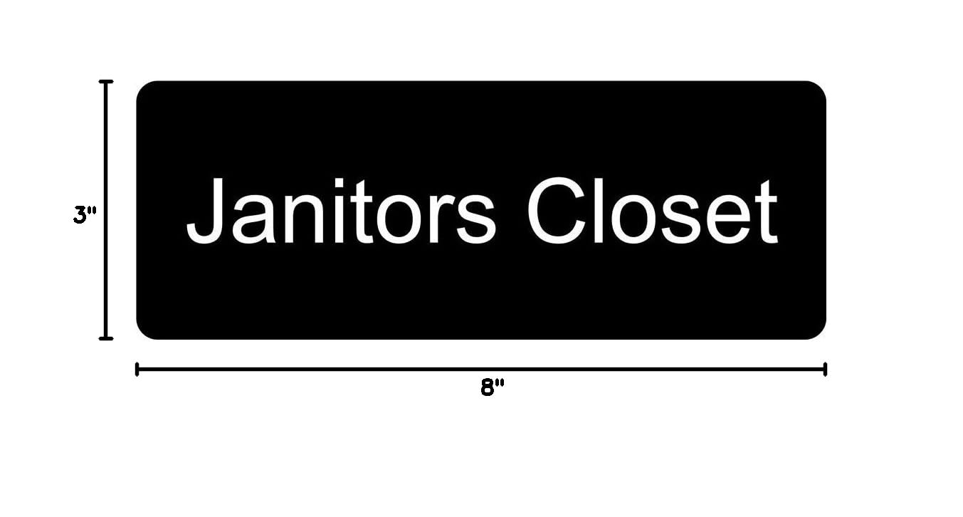 ComplianceSigns.com Janitors Closet Engraved Sign - 8x3 Inch White on Black Acrylic Wayfinding Sign - Made in USA - Perfect for Office Buildings, Schools & Maintenance Areas