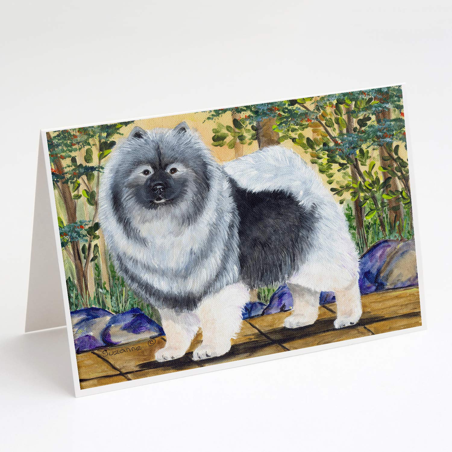 Keeshond Greeting Cards & Envelopes Set - 8 Blank A7 Note Cards (5x7 Inches) for Birthdays, Thank You Notes & Special Occasions | Whimsical Dog Lover Stationery