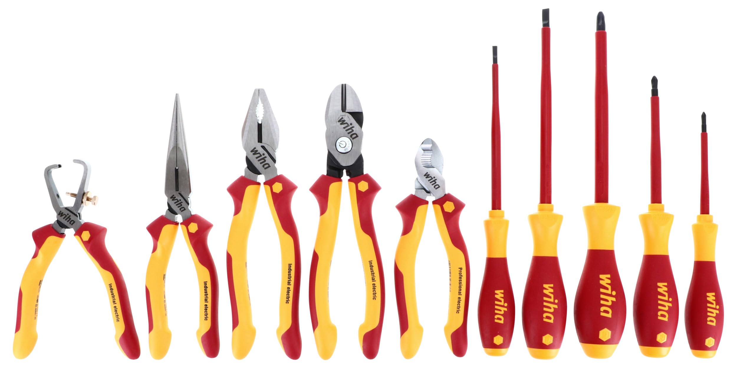 Wiha 32891 Insulated Pliers and Screwdriver Set - 10 Piece Electrical Tool Kit with 1000V Protection for Electricians & DIY Home Repairs - Perfect for Wiring, Circuit Work & Electrical Maintenance