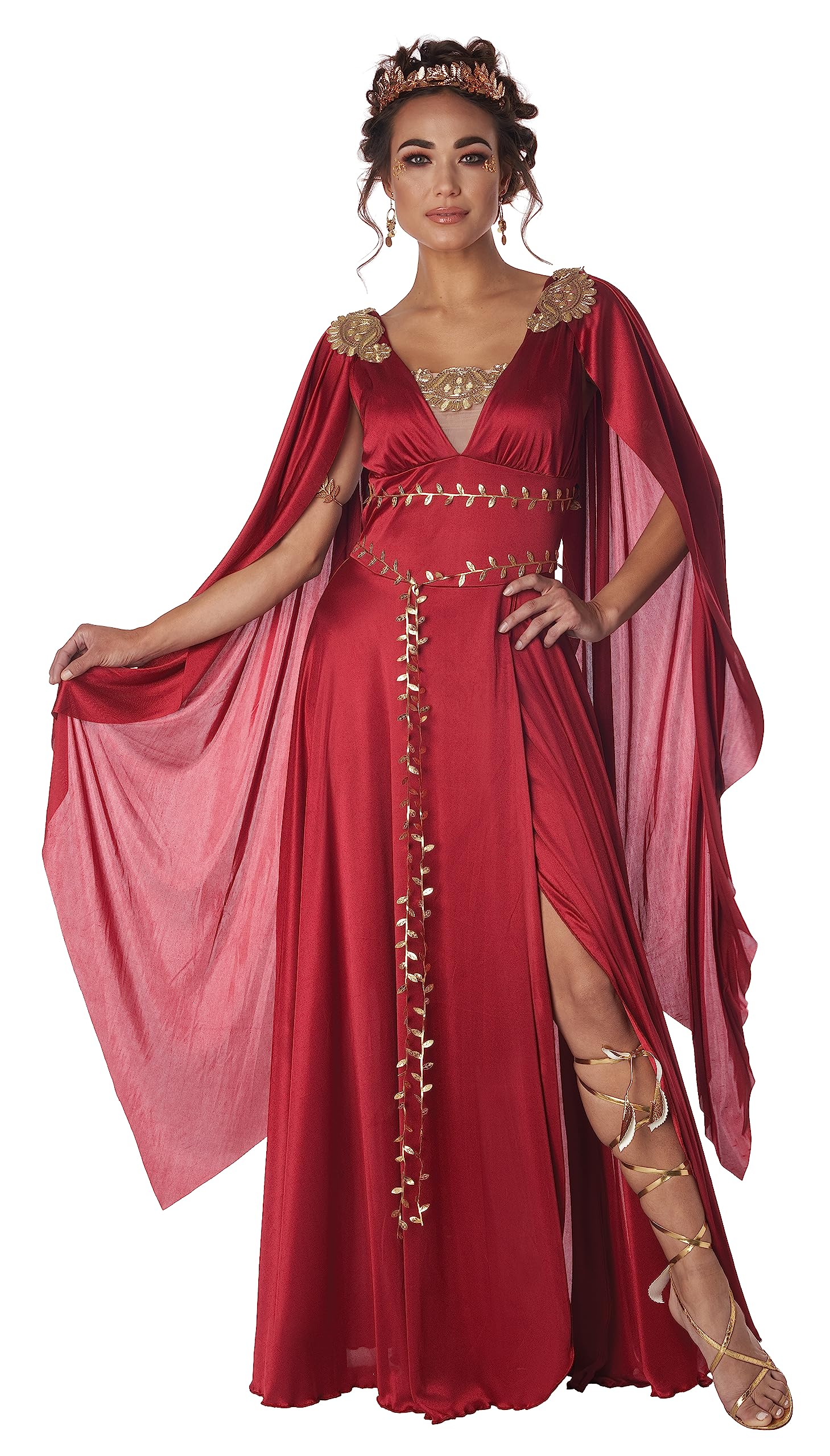 Women's Red Roman Goddess Costume - Elegant Halloween Dress for Cosplay, Themed Parties & Renaissance Fairs | Perfect for Halloween Costumes, Cosplay Events & Historical Reenactments