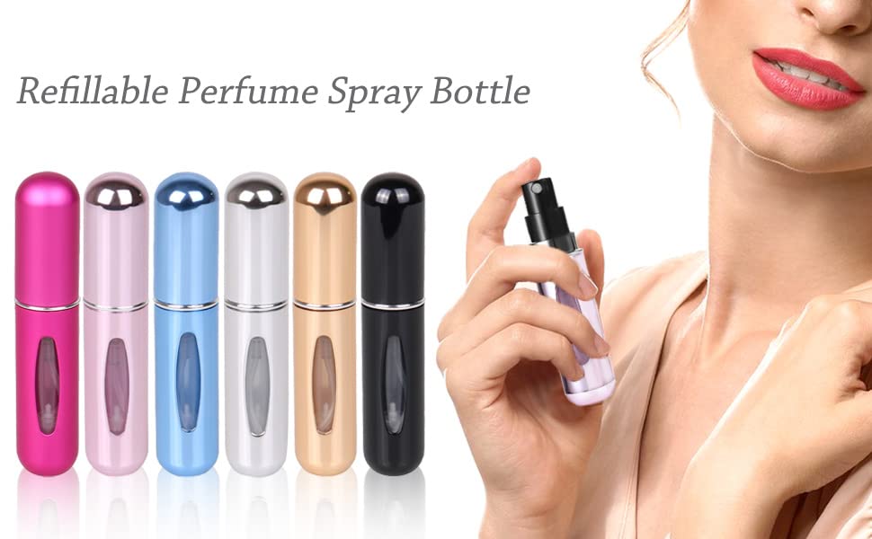 WENGONVILA 3-Pack 6ml Refillable Travel Perfume Atomizer Bottles - Portable Mini Spray Bottles for Perfume & Aftershave with Funnel (Multi Color) | Perfect for Air Travel, Gym Bag & On-The-Go Fragrance Touch Ups