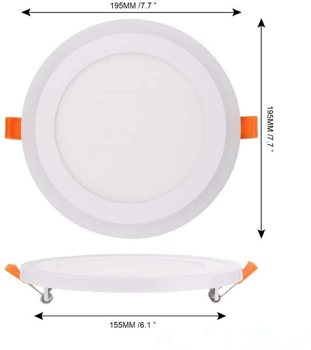 2 Pack LED Ceiling Lights, Round LED Panel Light with Cool White & Blue Colors, Ultra-Thin Recessed Lighting, (12+4)W 7.7