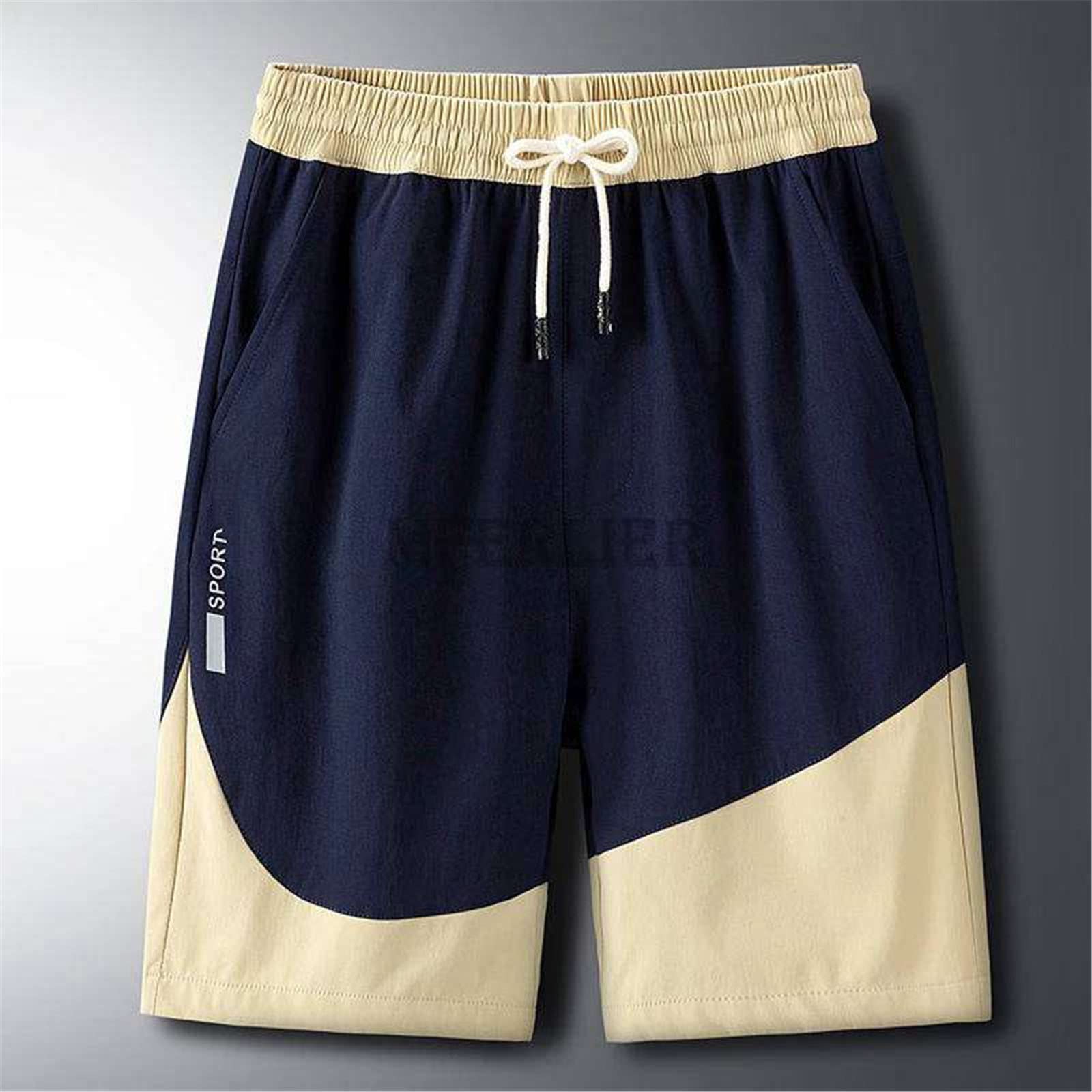Men's Summer Patchwork Sports Shorts - Elastic Waist Streetwear & Skateboard Shorts - Large Size - Perfect for Casual Wear, Gym, and Outdoor Activities