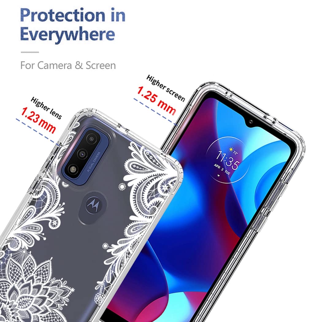 **Moto G Pure 2021 Phone Case with Tempered Glass Screen Protector | Clear Mandala Design | Full Body Protective Cover for Motorola XT2163DL | Perfect for Everyday Use, Travel & Work**