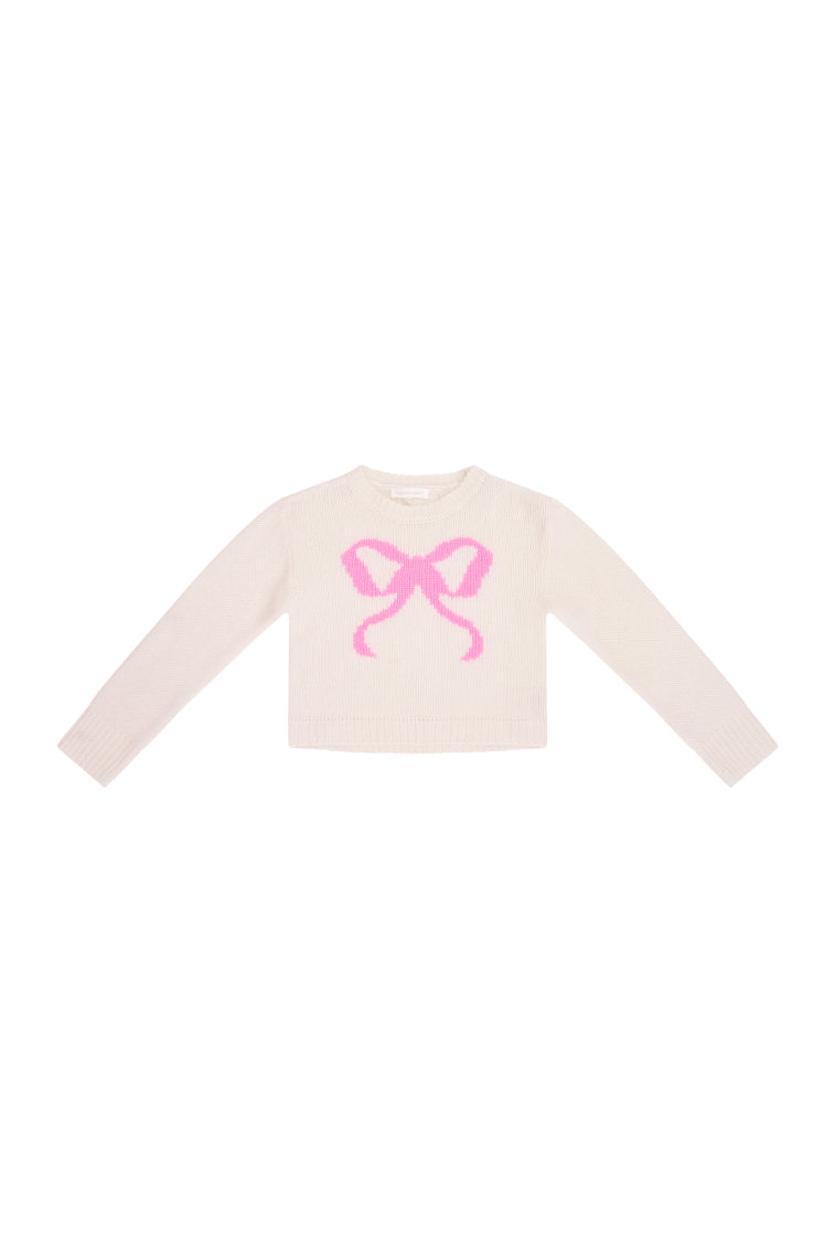 Girls Amya Wool Bow Pullover Sweater - Soft & Warm Winter Knitwear for Kids - Perfect for School, Holidays & Family Outings
