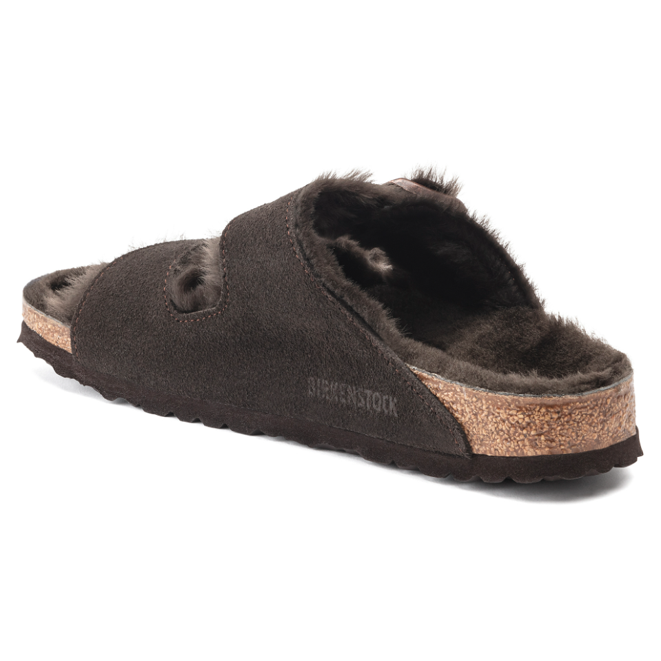 Birkenstock Arizona Shearling Suede Leather Slippers for Women & Men - Comfortable Mocha Brown House Shoes for Indoor & Outdoor Wear