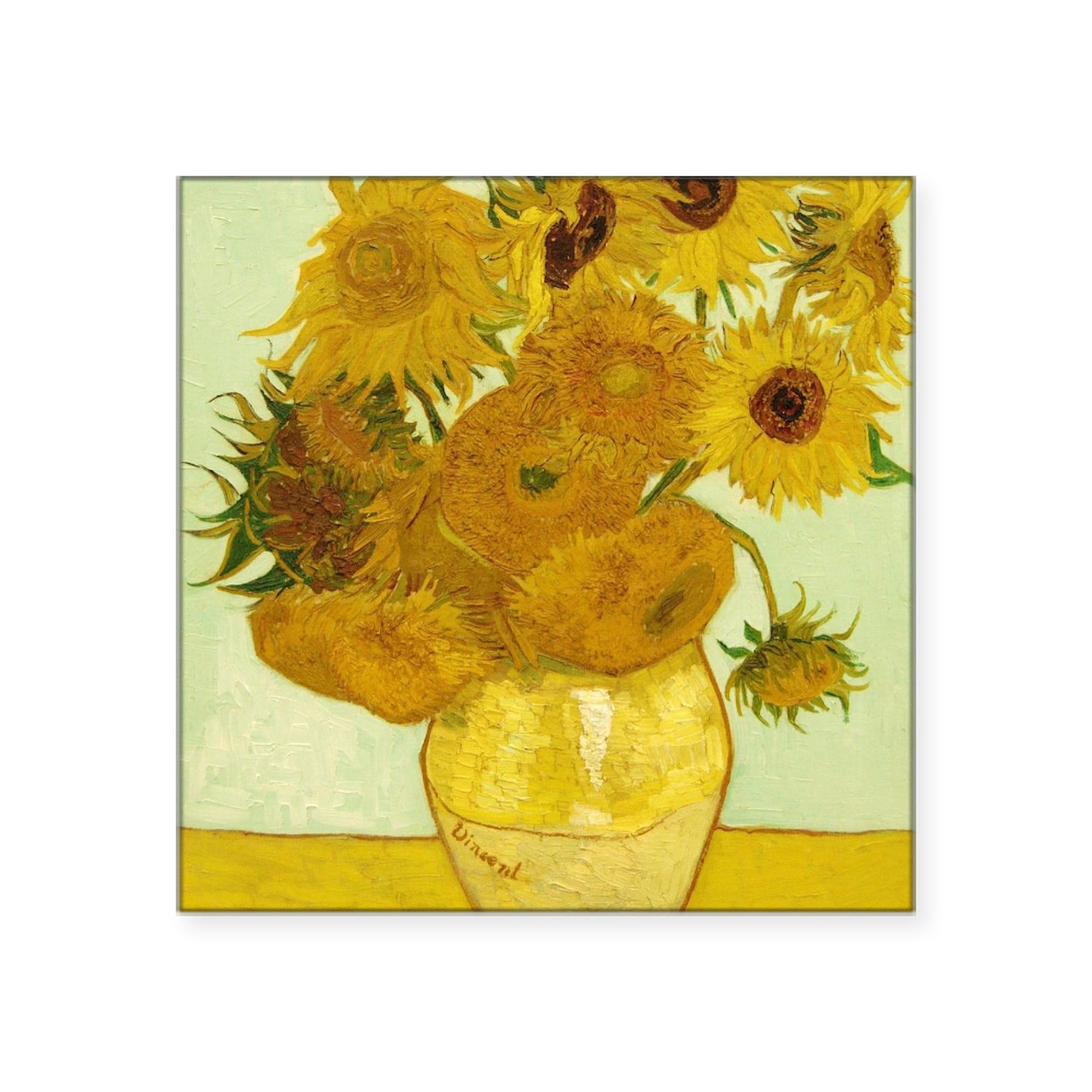 Vincent Van Gogh Sunflowers Square Sticker - 3x3 Inch Car Decal, Bumper Sticker, Waterproof & UV Resistant - Perfect for Cars, Laptops, Water Bottles & DIY Crafts