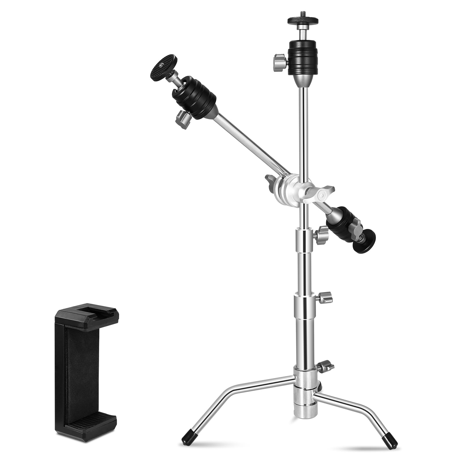 Soonpho Mini Tripod with Boom Arm & Ball Head - 11-20in Adjustable Tabletop Light Stand with 13in Holding Arm for YouTube, TikTok, Photography - Compatible with Camera, Phone, Ring Light & LED Video Panel - Perfect for Vlogging, Live Streaming & Content Creation