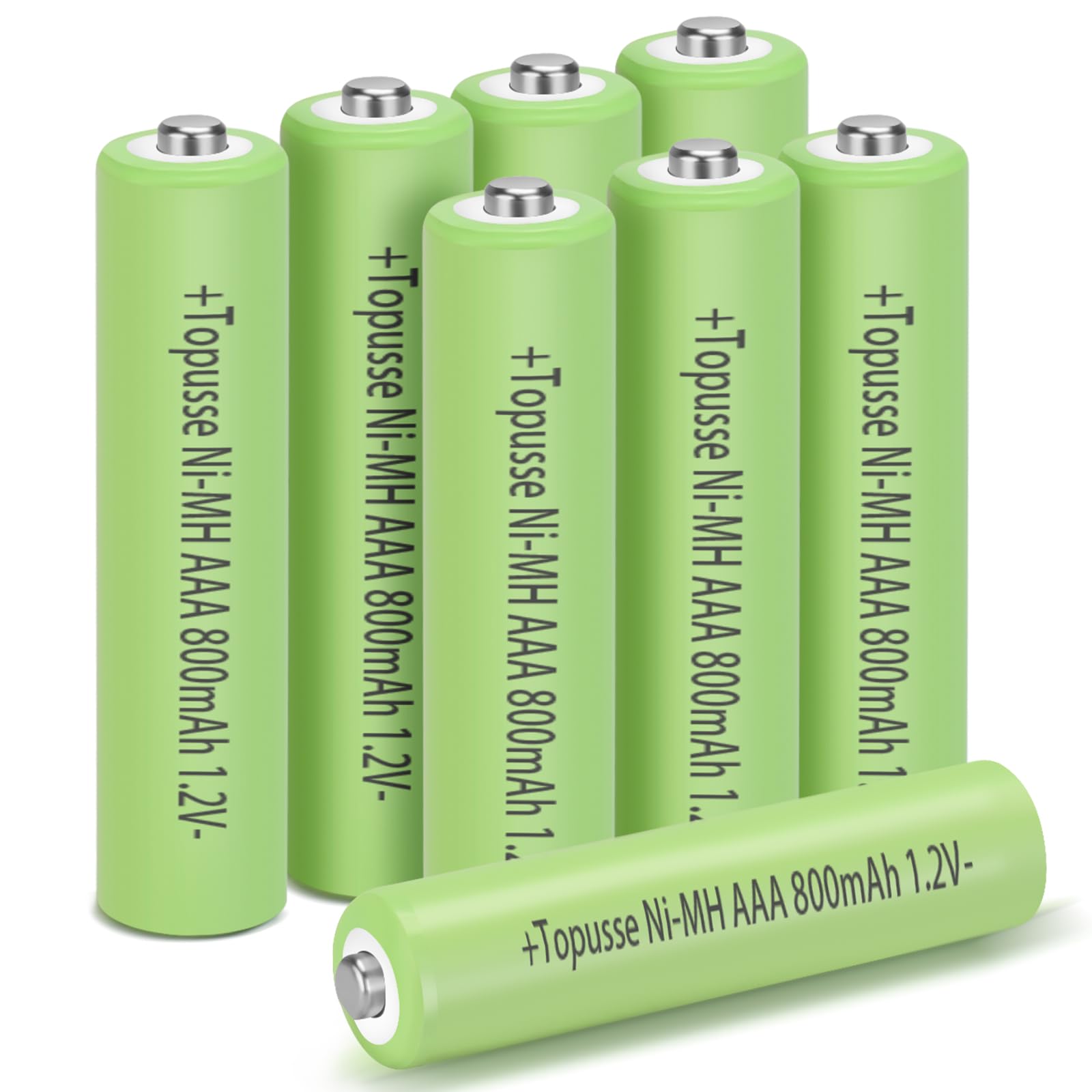 8 Pack Rechargeable 1.2V Ni-MH AAA Batteries 800mAh - Long Lasting Triple A Size NiMH Batteries for Solar Lights, Flashlights, Toys & Electronic Devices - Perfect for Outdoor, Emergency & Daily Use