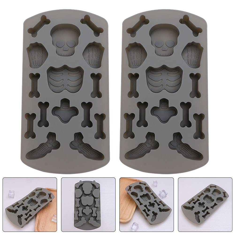 2-Pack Silicone Human Skeleton Cake Molds - Halloween Baking Molds for Cookies, Candy & Cupcakes - Reusable Skull-Shaped Biscuit Stamps - Perfect for Halloween Parties, DIY Desserts & Spooky Treats