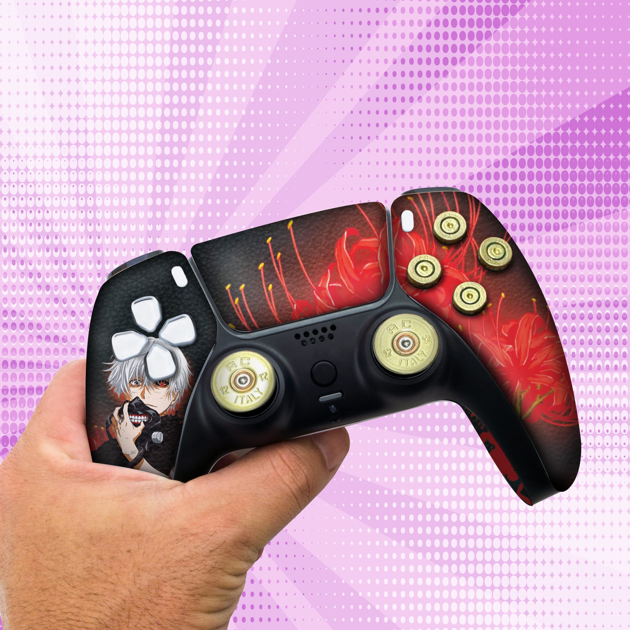 Tokyo Ghoul Custom Wireless PS5 Controller - Compatible with Playstation 5 Console | Hydro-Dip Printed Gamepad (Not Just a Skin) | Officially Licensed & Made in USA | Perfect for Gaming, Streaming & Esports Tournaments