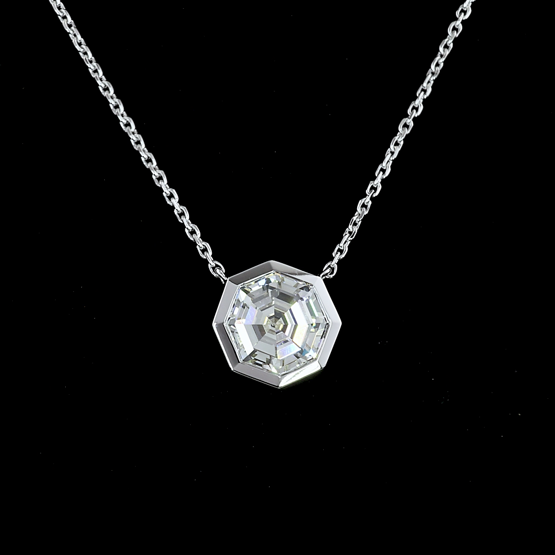 2.23 Carat Lab-Grown Octagon F VS1 Diamond Pendant in 14K White Gold - Elegant Solitaire Necklace for Women, Perfect for Weddings, Anniversaries & Special Occasions