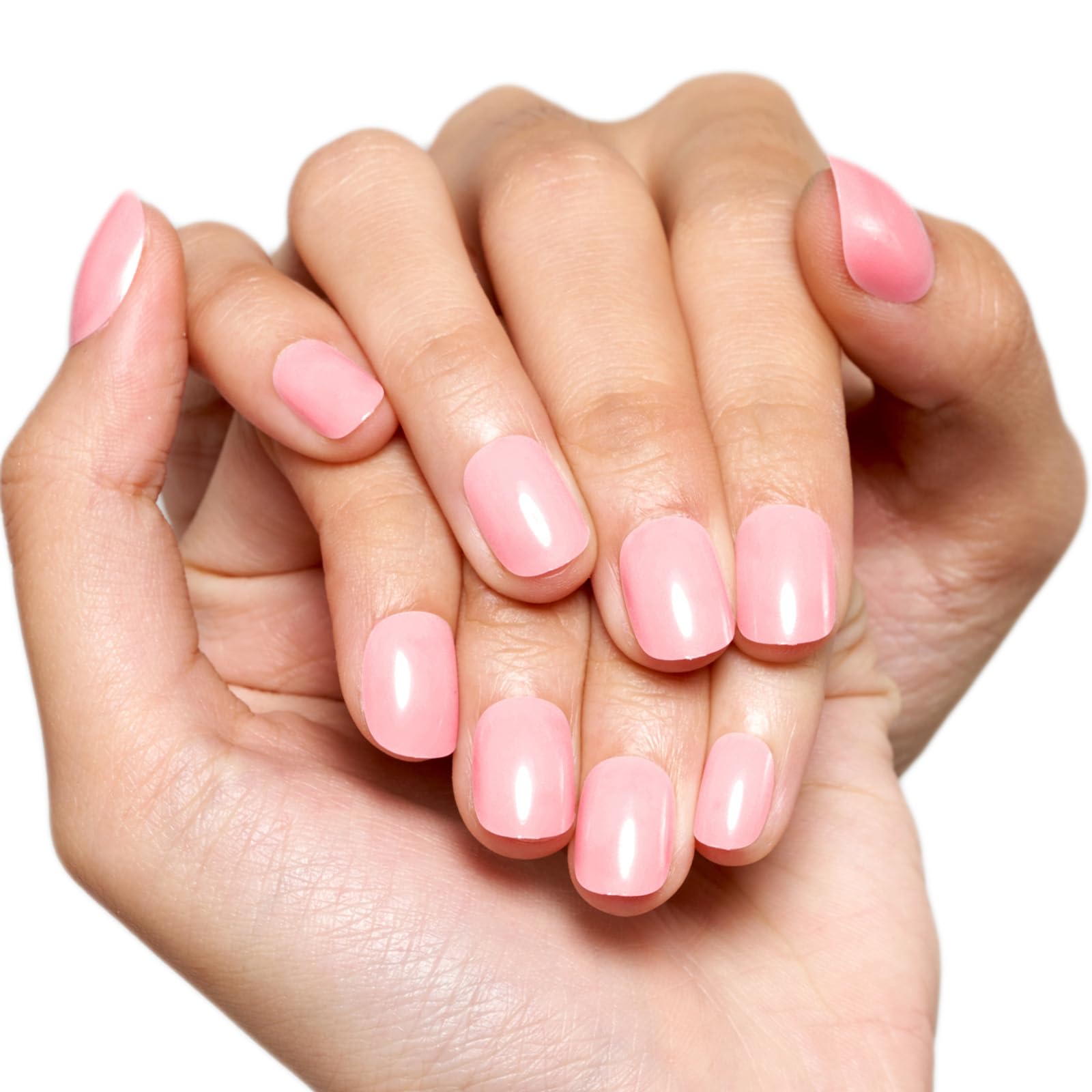 Glamermaid Extra Short Squoval Press on Nails - 24Pcs Light Pink Glossy Fake Nails with UV Finish | Reusable Acrylic False Nails Kit for Women | Perfect for Spring Summer Manicures, Weddings & Special Occasions