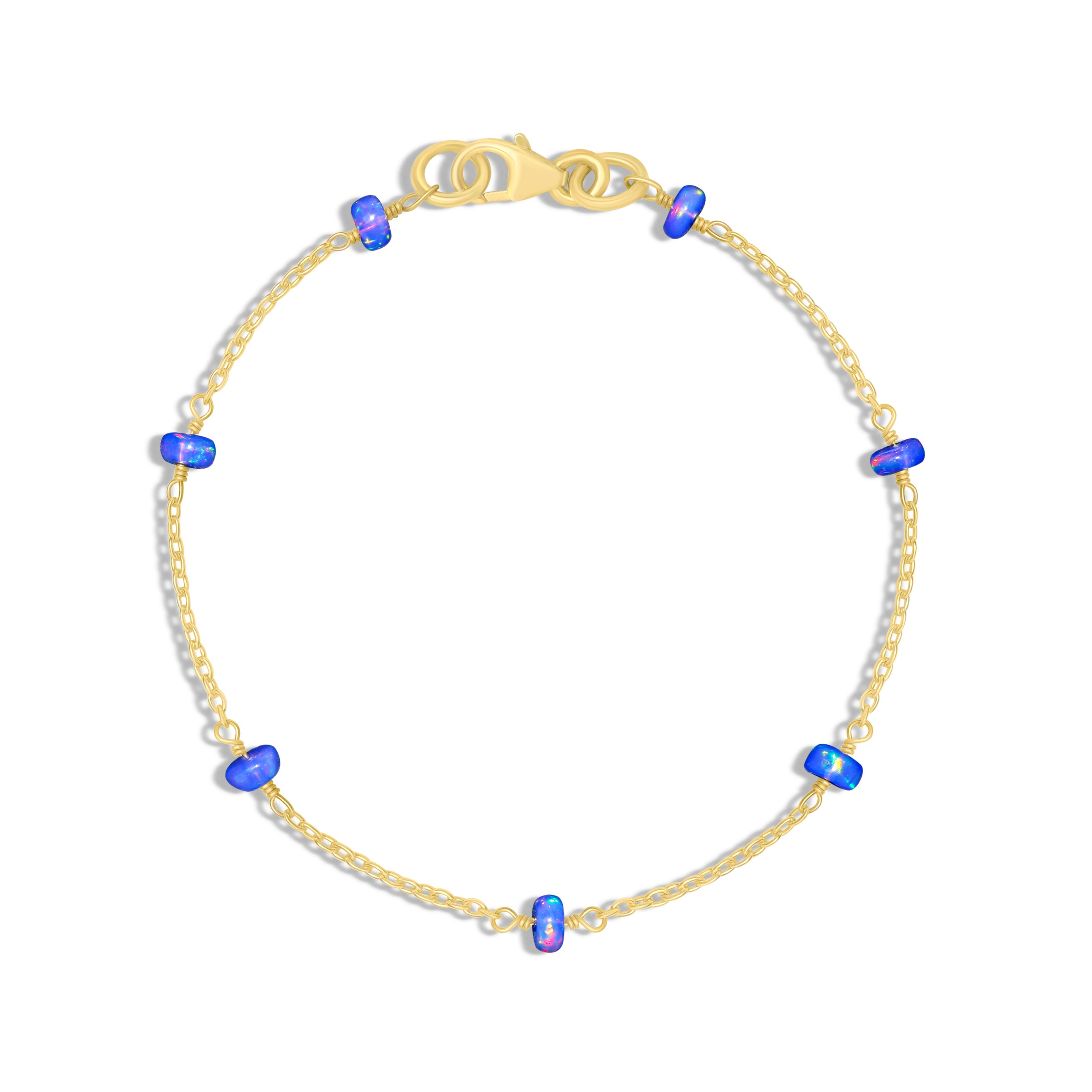 Handmade Blue Opal Beaded Chain Bracelet for Women - Elegant Boho Jewelry Gift for Birthday, Anniversary & Everyday Wear