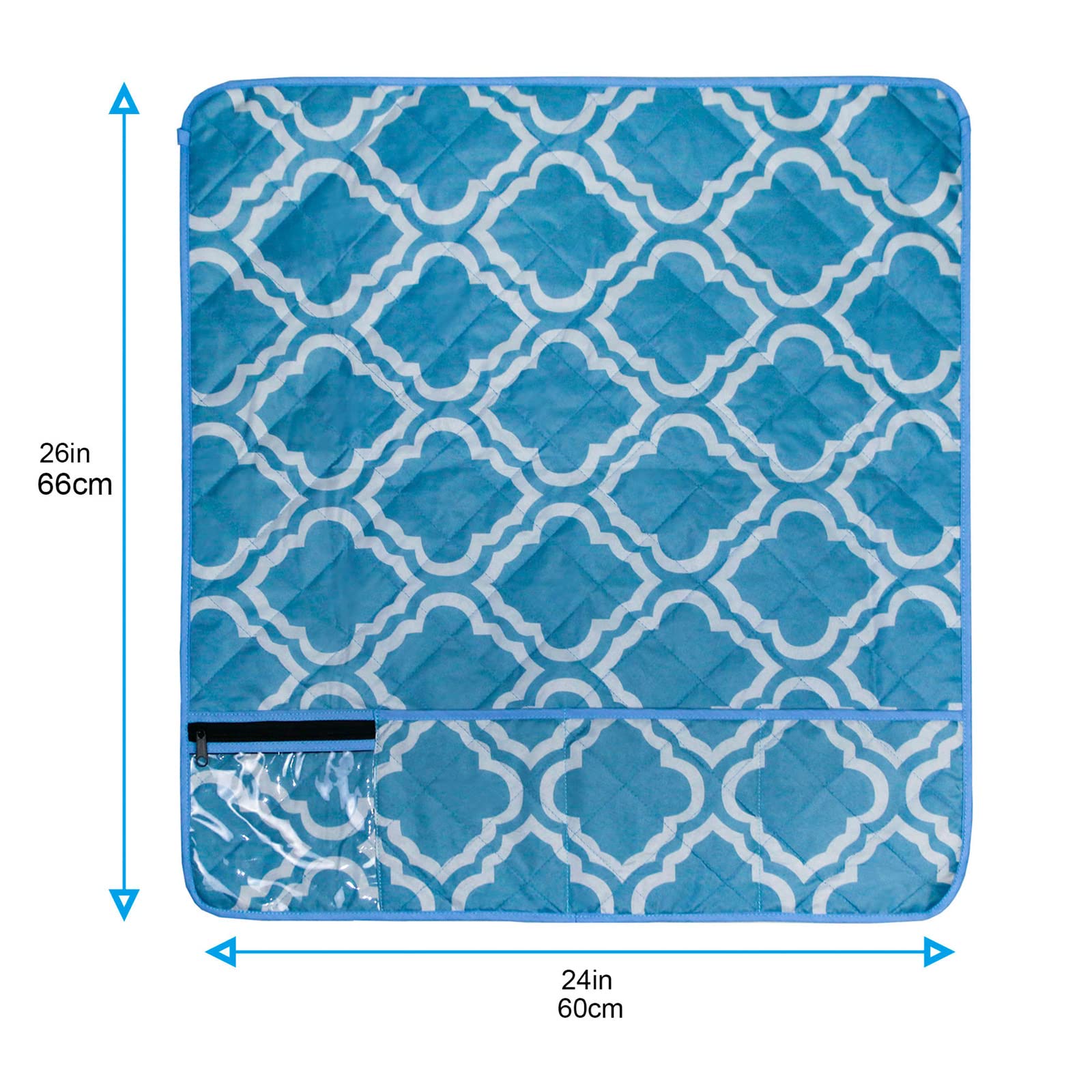 Non-Slip Sewing Machine Pad for Table with 4 Storage Pockets - Dustproof Quilting Machine Cover - Blue Floral Pattern Sewing Accessories Organizer - Perfect for Craft Rooms, Quilting Stations & Home Sewing Projects