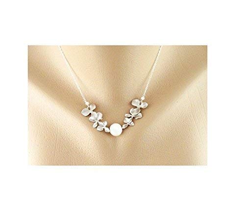 Pearl & Orchid Necklace - Rose Gold, Silver, Gold Bridesmaid Jewelry Gift for Weddings