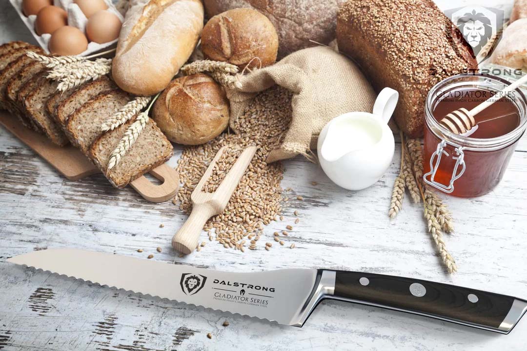 Dalstrong Gladiator Series 8-Inch Serrated Offset Bread & Deli Knife - NSF Certified Professional Kitchen Knife for Slicing Bread, Sandwiches & Deli Meats