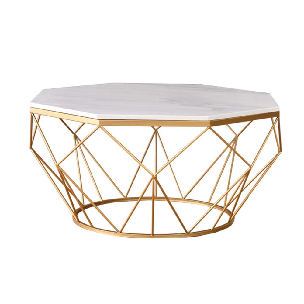 Modern Marble Coffee Table with Metal Legs - 22