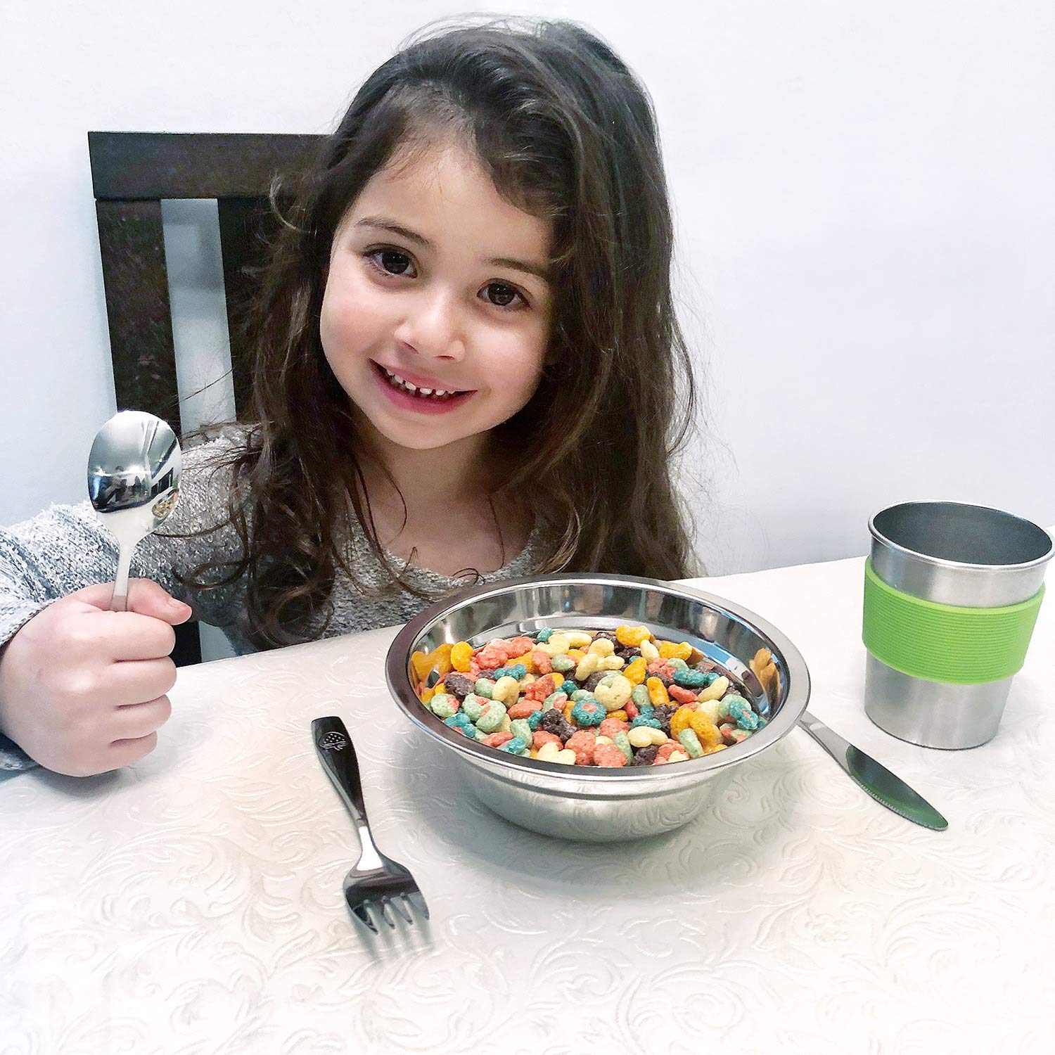 CHILLOUT LIFE 15-Piece Stainless Steel Kids Silverware Set - Safe Toddler & Child Flatware Utensils - 5 Spoons, 5 Forks, 5 Knives - Durable Metal Cutlery for Home, School Lunch & Travel
