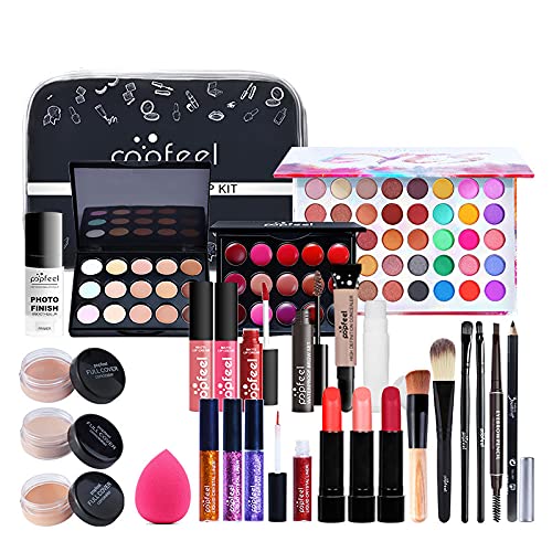 Joyeee Complete Makeup Kit for Women - 12 Color Eyeshadow Palette, Lipstick Set, Lip Gloss & Professional Makeup Brushes | Perfect for Daily Use, Parties & Professional Makeup Looks