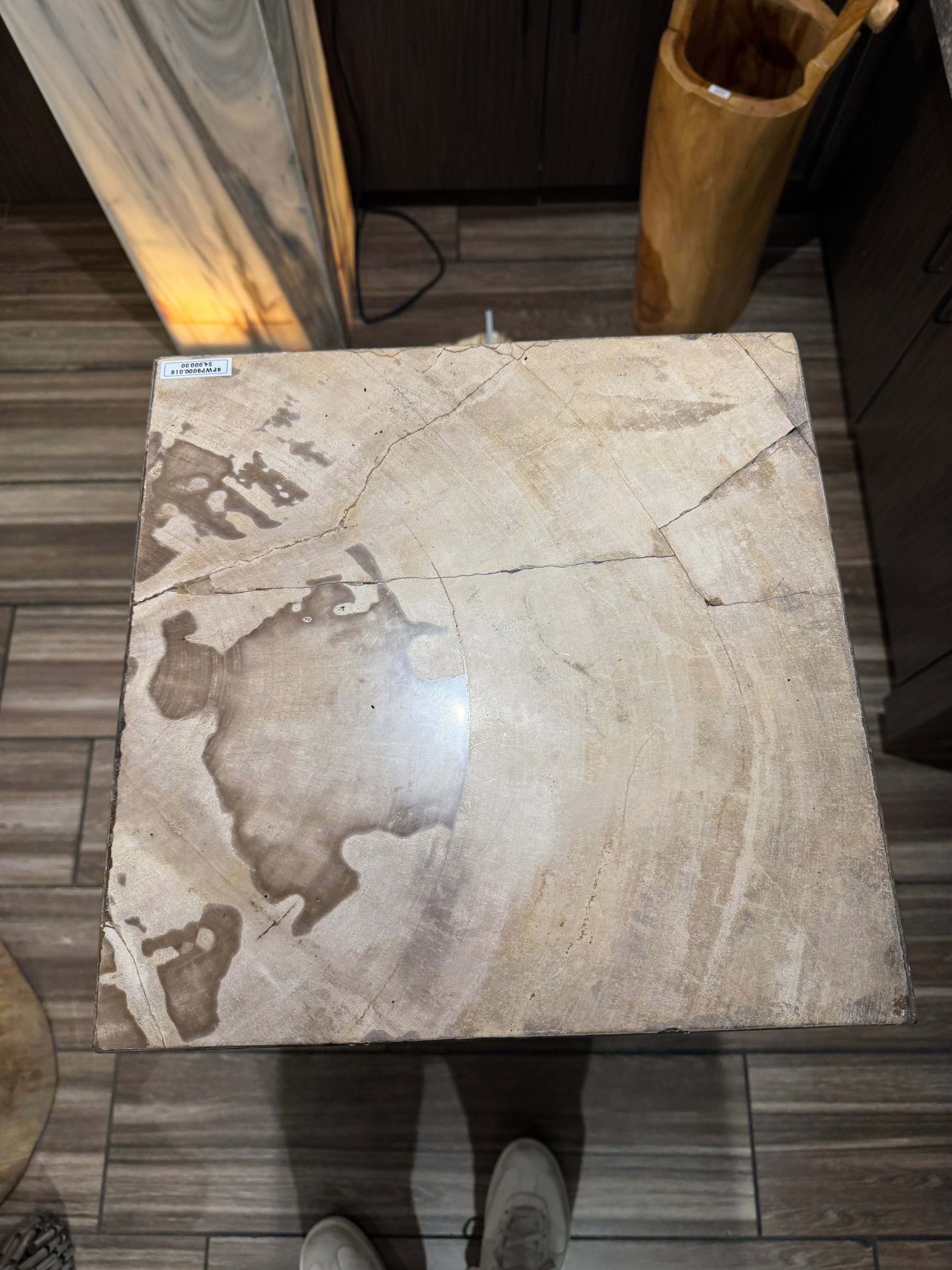 Natural Brown Petrified Wood Hollow Square Pedestal Stand - 39
