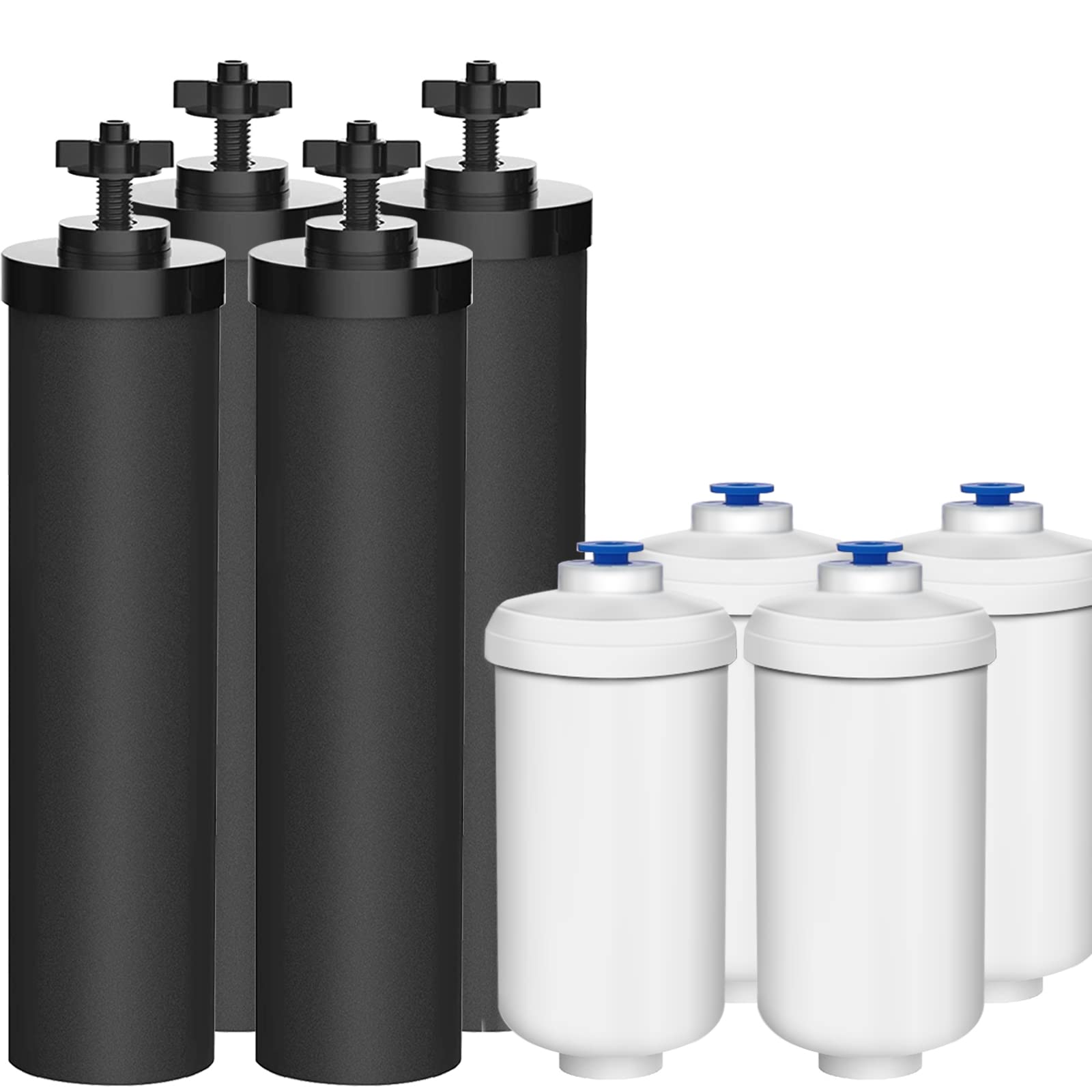 Berkey Water Filter Replacement - 4 Black Filters & 4 Fluoride Filters for Berkey Gravity Filter System | Clean Drinking Water for Home, Camping & Emergency Preparedness