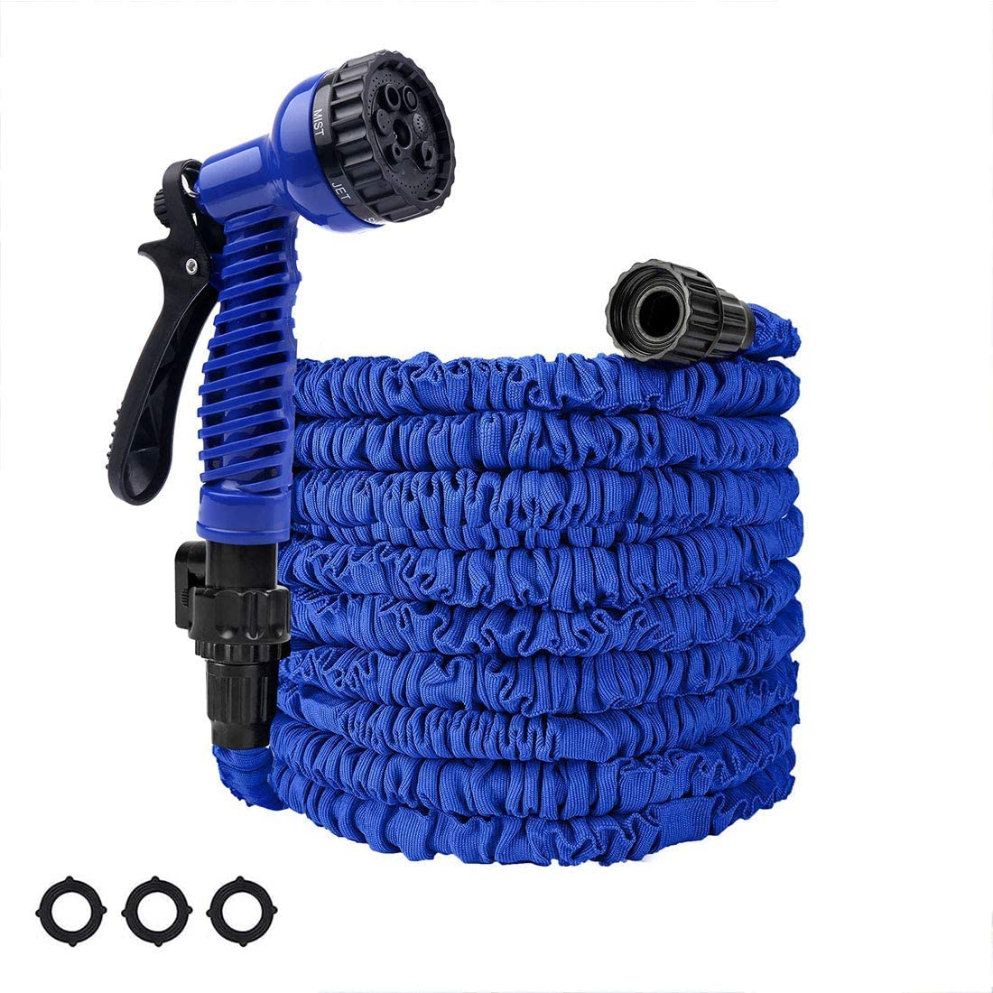**Pleasthome 75FT Expandable Garden Hose with 7-Function Spray Nozzle - Lightweight, Flexible & Collapsible Water Hose for Gardening, Lawn Washing, Car Cleaning & Outdoor Use (Blue)**