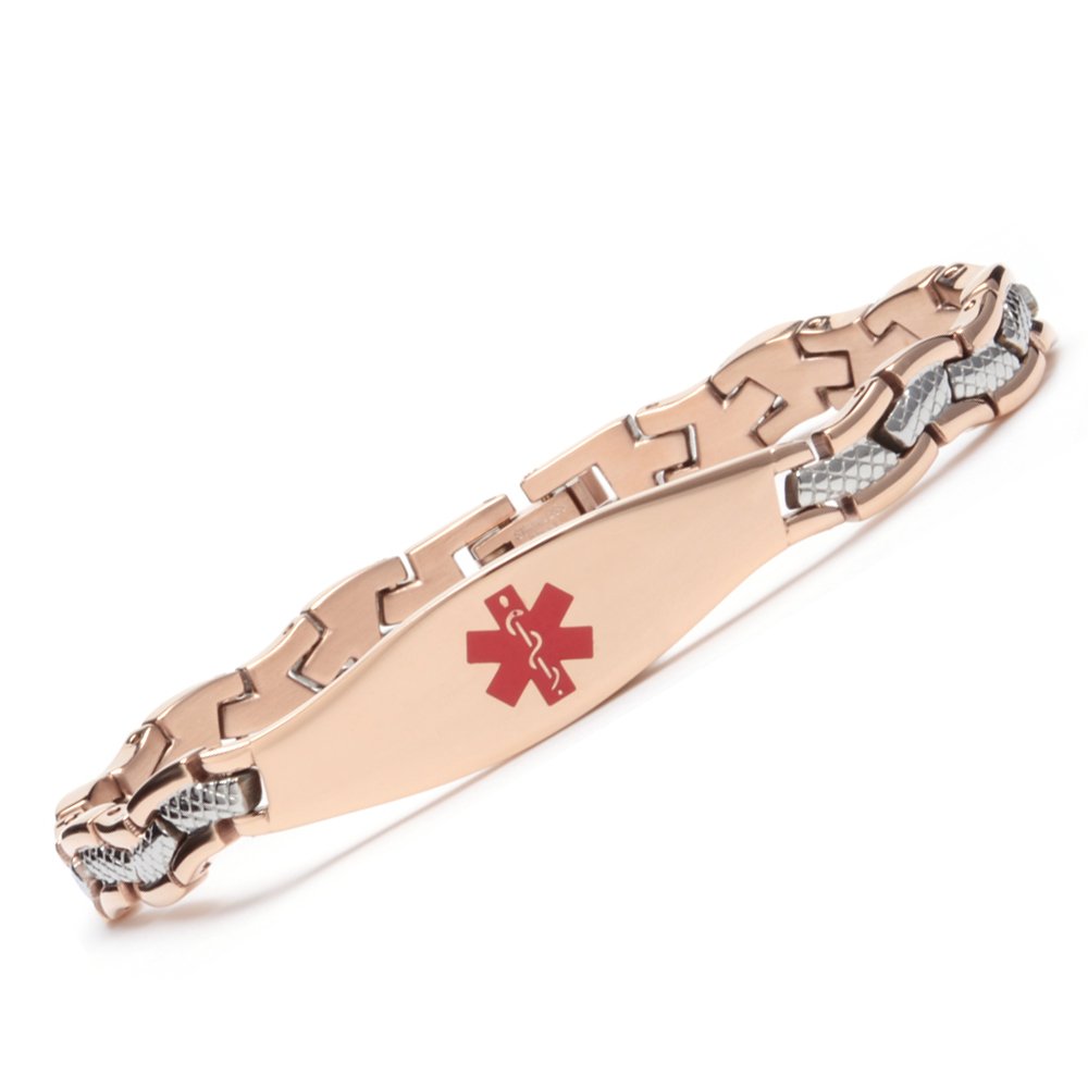 Custom Engraved Stainless Steel Medical ID Bracelet for Women - Waterproof Mermaid Design Alert Bracelet with Free Personalization - Perfect for Allergies, Diabetes & Emergency Medical Identification