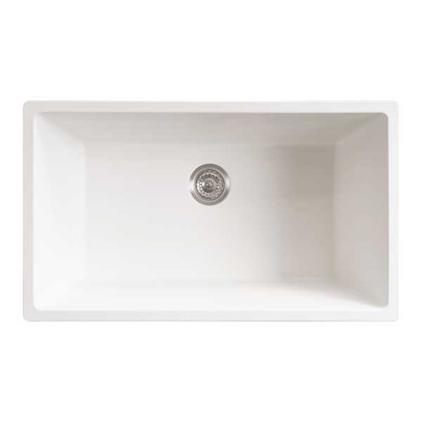ADP Bellevue Large Matte White Rectangular Kitchen Sink 31 Inch - Perfect for Modern Farmhouse & Contemporary Kitchen Designs