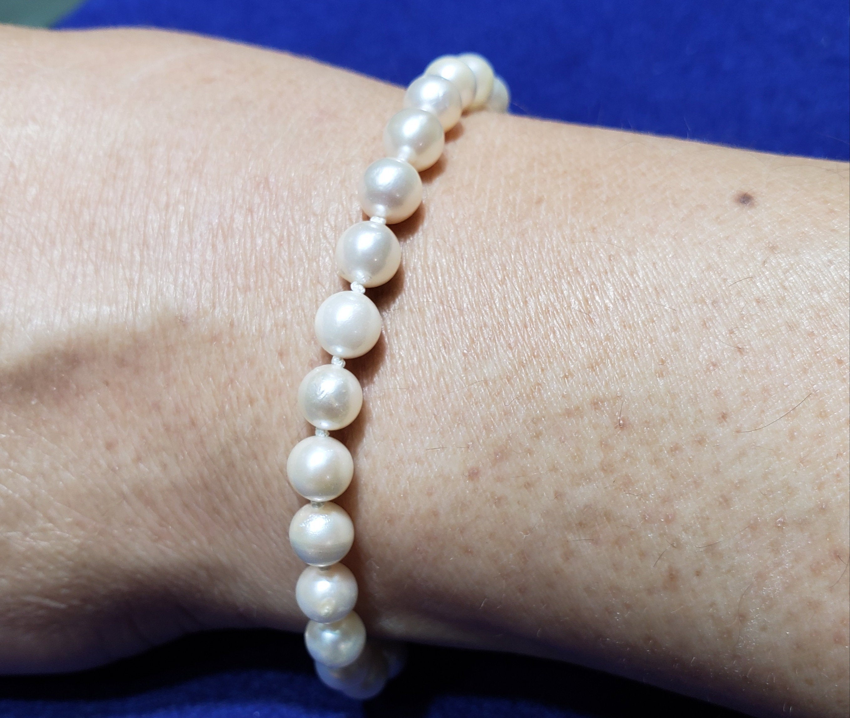 Elegant Cultured Pearl Tennis Bracelet for Women - Classic White Freshwater Pearl & Sterling Silver Jewelry - Perfect for Weddings, Parties & Everyday Wear