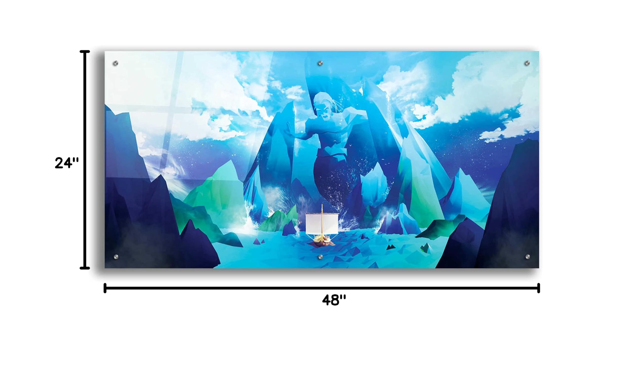 Epic 'Triton' Acrylic Glass Wall Art by Jonathan Lam - 48x24 Inches Modern Ocean Themed Painting for Living Room, Bedroom & Office Decor
