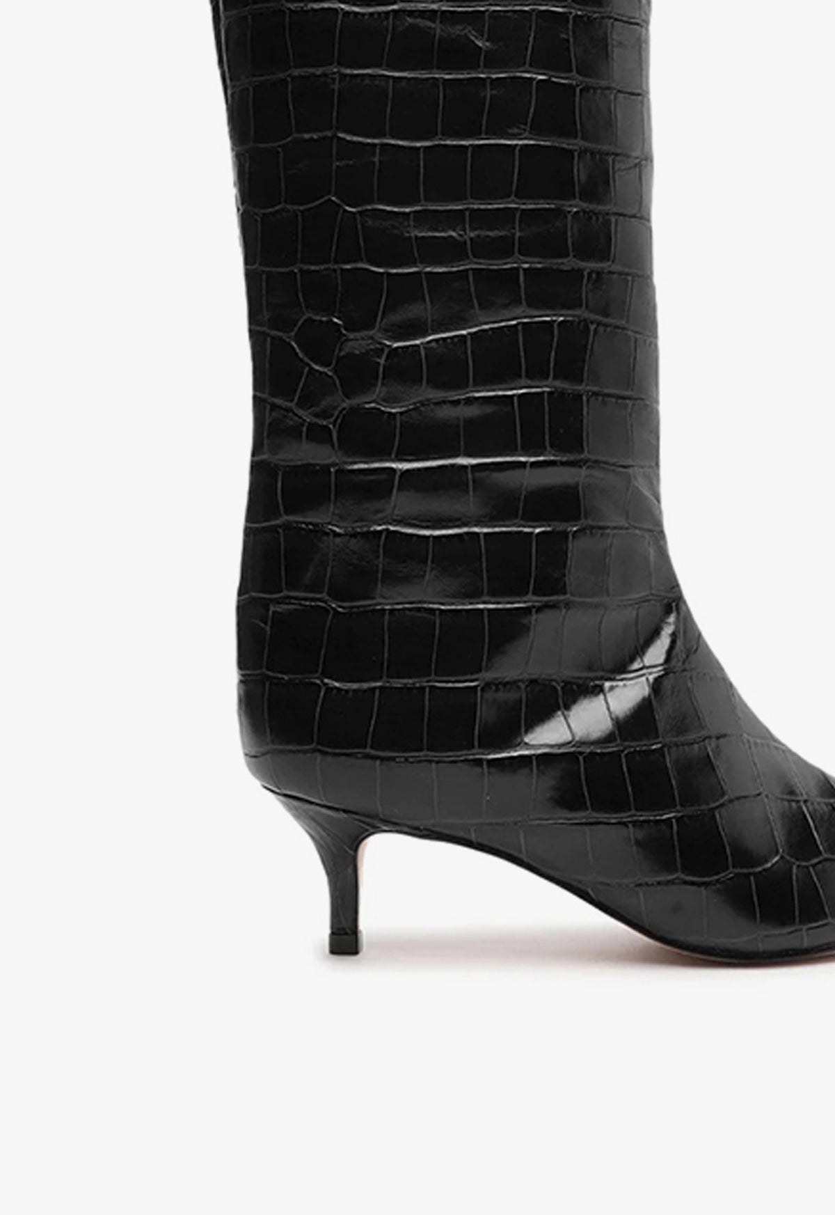 Maryana Lo Crocodile Embossed Leather Boots for Women - Stylish Knee High Winter Boots with Chunky Heel - Perfect for Office, Party & Night Out