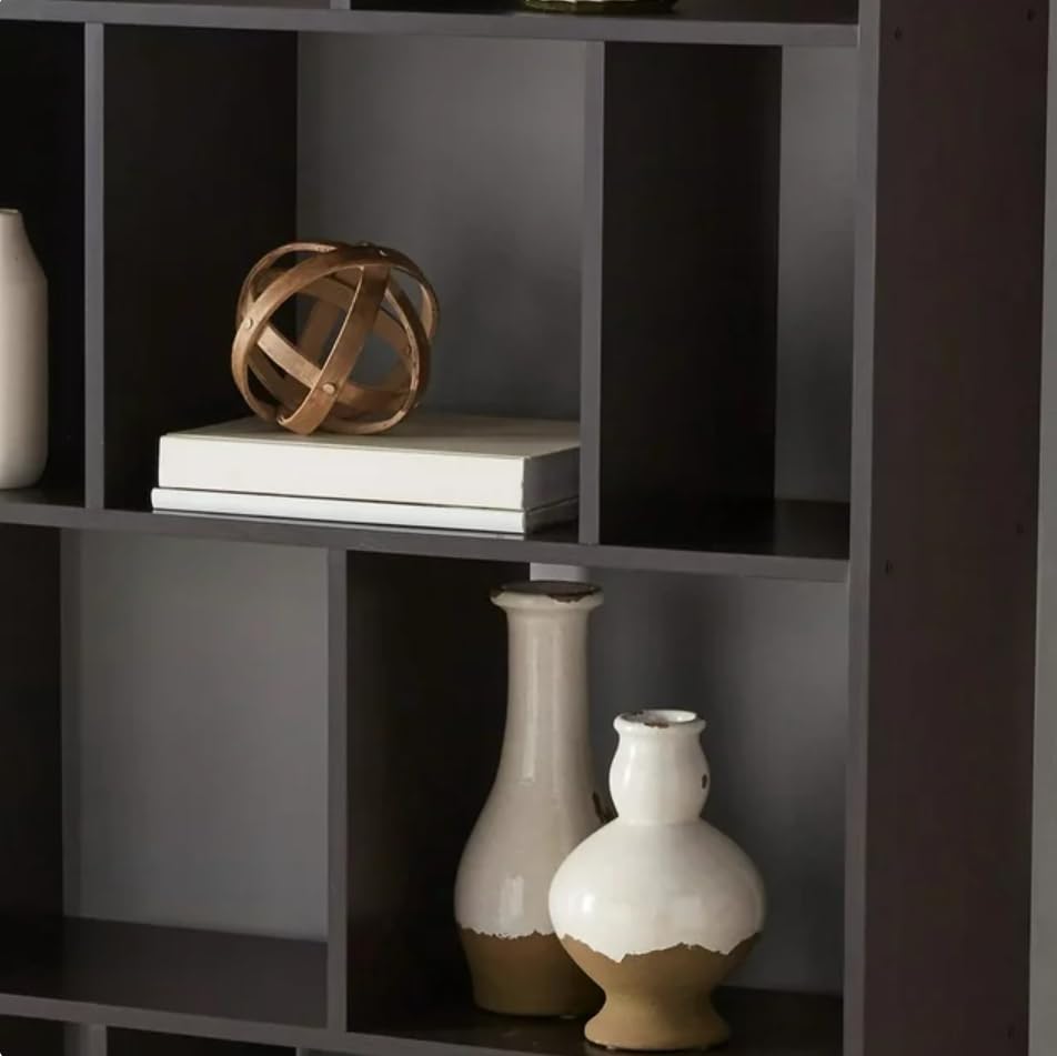 12-Cube Storage Shelf Bookcase, Espresso Finish - Organize Books, Toys & Home Decor for Living Room, Bedroom or Office
