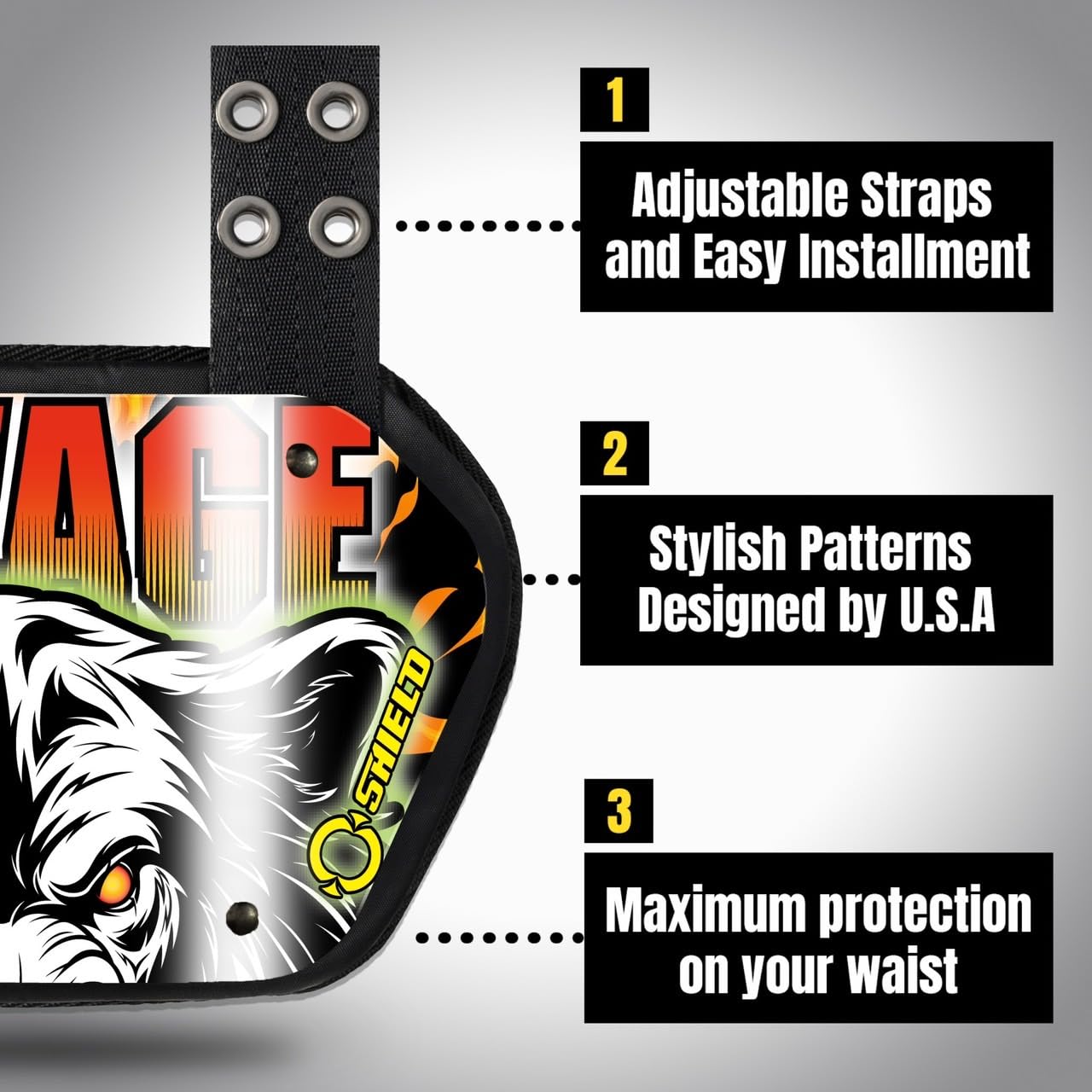 O Shield Football Back Plate - Wild & Animal Series for Enhanced Protection | Durable Football Backplate for Youth & Adult Players | Ideal for Training, Games & Safety Gear