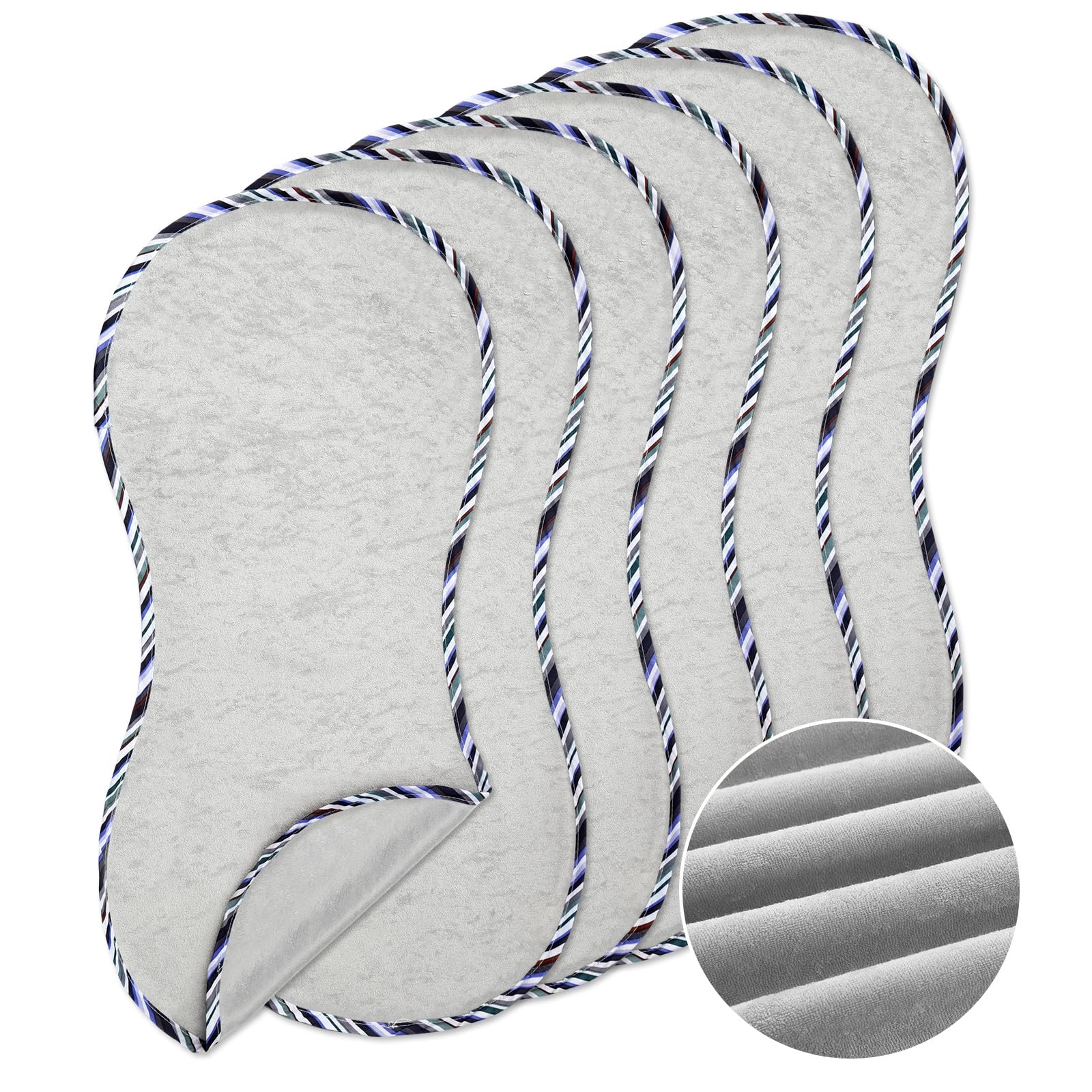 Timgle 6 Pack Peanut Shaped Changing Pad Liners - 13x29 Inch, Soft Washable & Reusable Waterproof Baby Changing Mat - Easy to Clean (Gray) for Nursery, Travel & Diaper Changing Stations