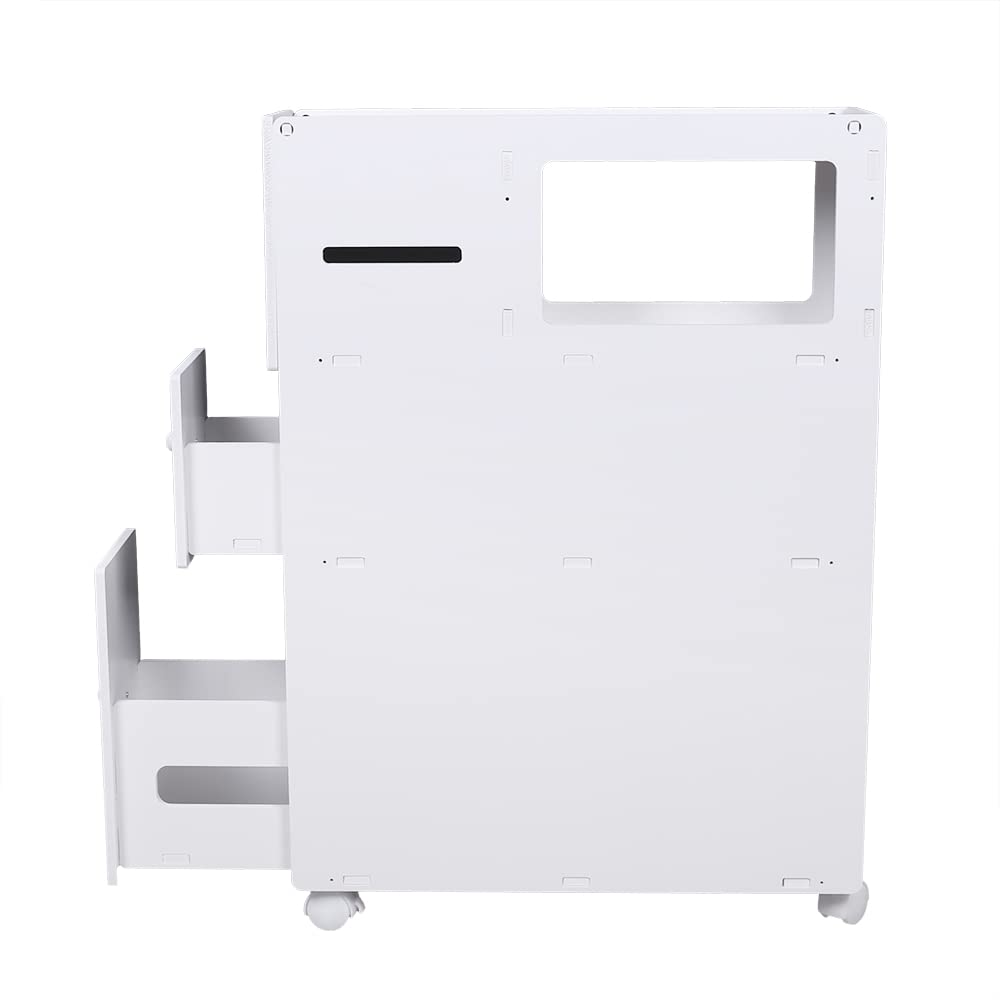 White Bathroom Organizer Cabinet with Doors & Shelves - Narrow Vanity Storage for Towels, Toilet Paper & Bath Essentials - Perfect for Small Bathrooms, Powder Rooms & Apartment Sinks