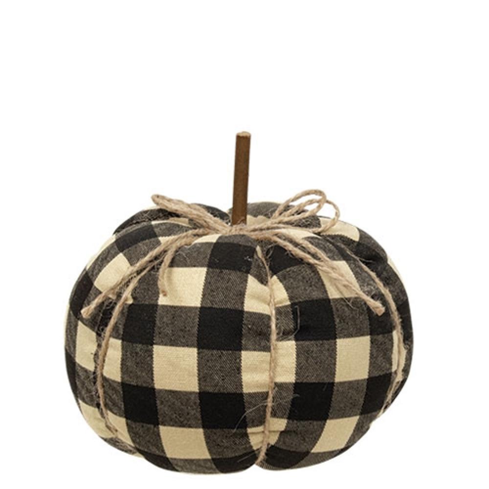 Small Black Buffalo Check Pumpkin - Fall Home Decor, Thanksgiving Table Centerpiece, Halloween Porch Display