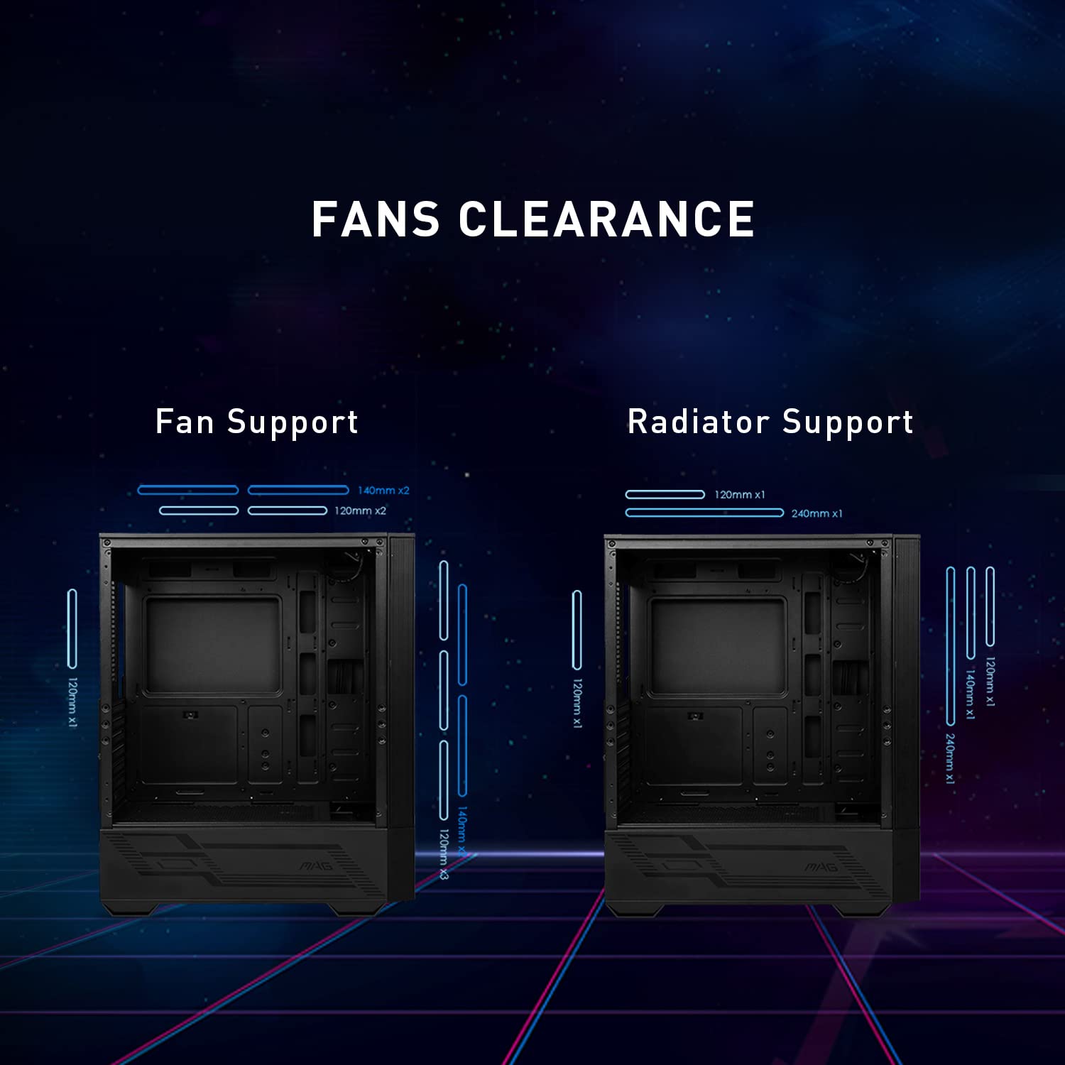 MSI MAG Forge 112R Mid-Tower Gaming PC Case with Tempered Glass Side Panel, ARGB 120mm Fans & 240mm Liquid Cooling Support - Premium Gaming & Streaming Setup for Esports & Content Creation