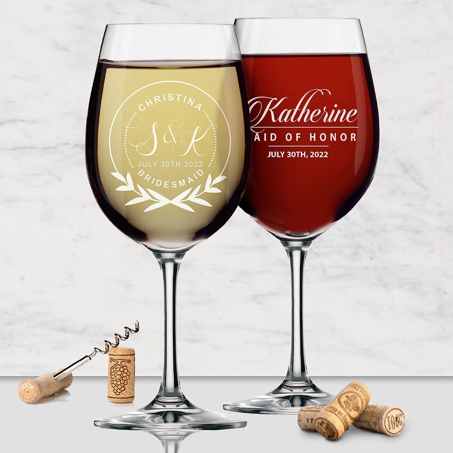 Incrizma Custom Engraved Wine Glasses Set of 2 (470ml) - Personalized Wedding Anniversary Gifts for Couples - Perfect for Romantic Dinners & Anniversary Celebrations