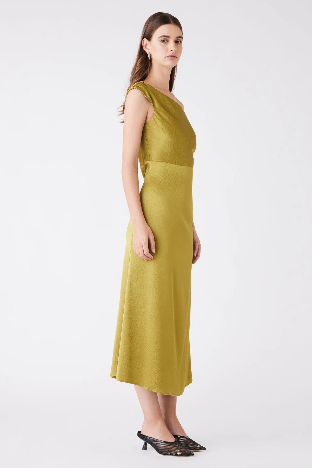 Satellite Green Off Shoulder Short Sleeve Midi Dress for Women - Summer Casual Party Wear, Beach Vacation Outfit