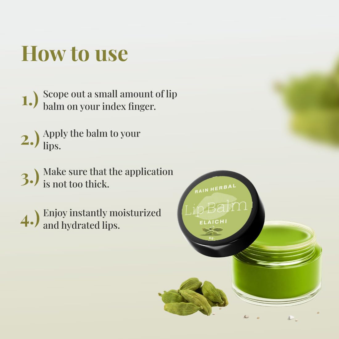 Premium Cardamom Herbal Lip Balm for Dry & Chapped Lips - Intense Moisturizing & Hydrating with SPF Protection - Natural Lip Care for Men & Women - 8g (Pack of 2) - Perfect for Daily Use, Outdoor Activities & Winter Lip Care