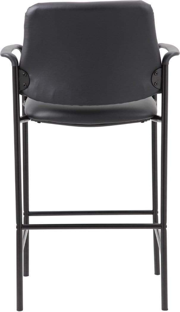 Premium Black Caressoft Boss Square Back Diamond Stool with Arms - Modern Office Chair, Bar Stool & Home Decor - Perfect for Executive Offices, Game Rooms & Lounge Areas [B169503 CS]