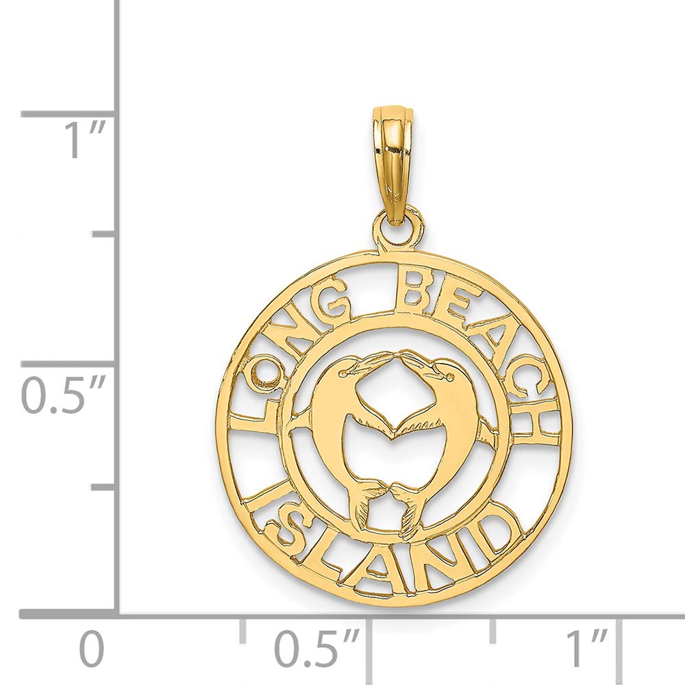 FJC Finejewelers 14k Yellow Gold Long Beach Island Double Dolphin LBI Charm Pendant - Perfect for Beach Lovers, Vacation Jewelry & Coastal Fashion Accessories