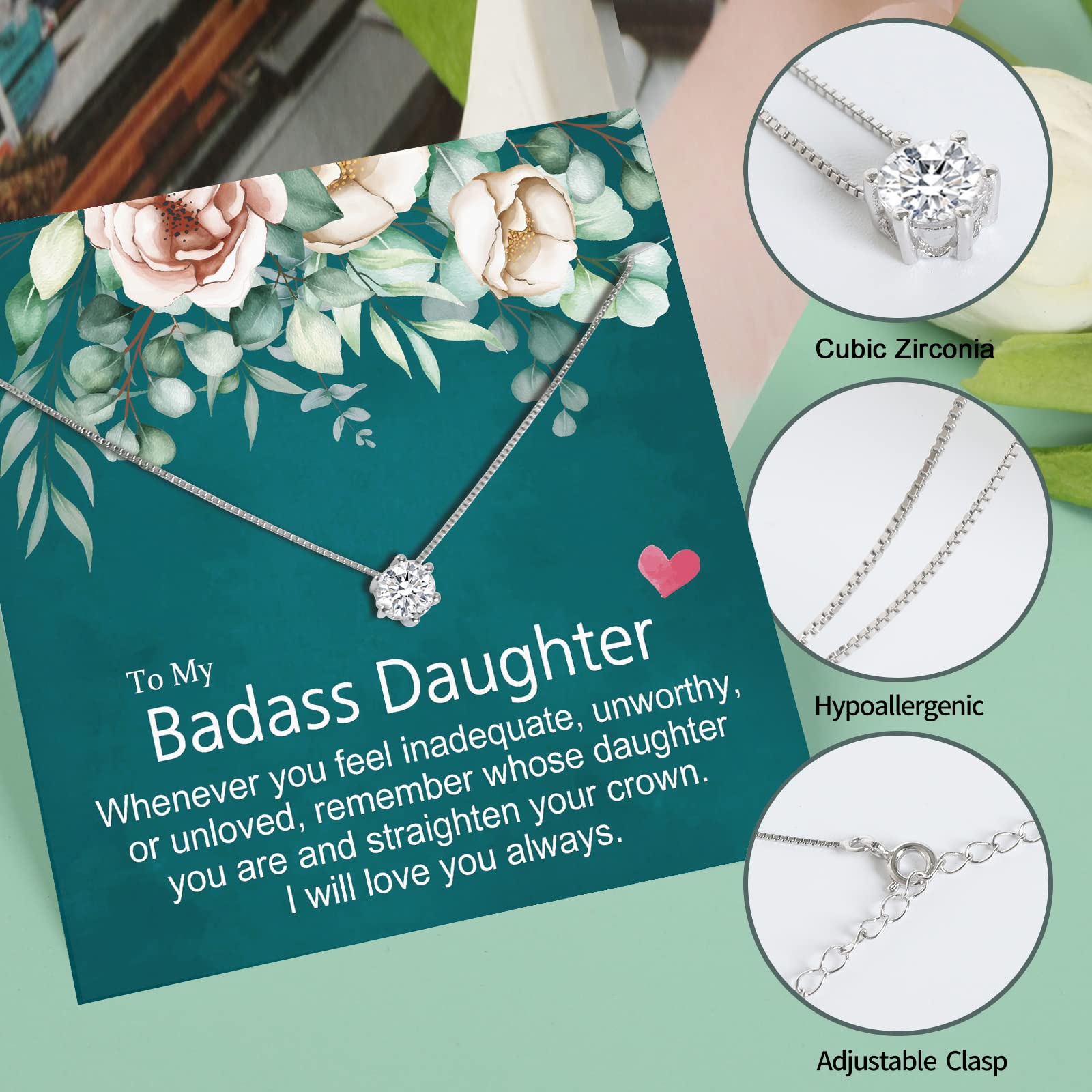 Sterling Silver Cubic Zirconia Necklace for Women - Elegant Birthday, Christmas & Mother's Day Jewelry Gift for Mom - Perfect for Special Occasions & Everyday Wear