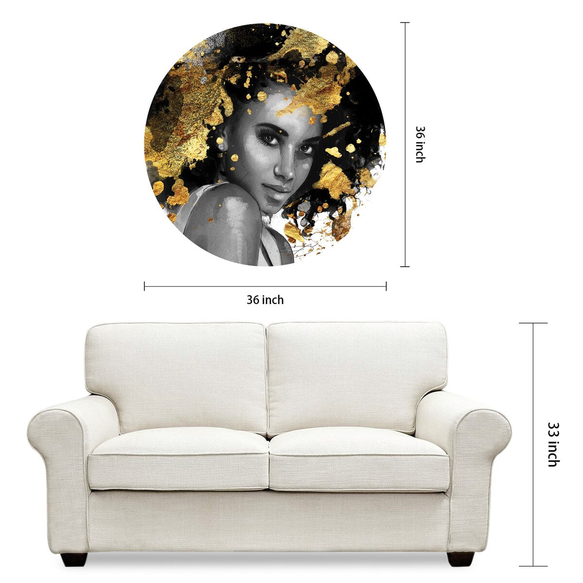 Frameless Round Tempered Glass Wall Art - 36x36 Inches Modern Home Decor, Free Floating Graphic Design for Living Room, Bedroom & Office