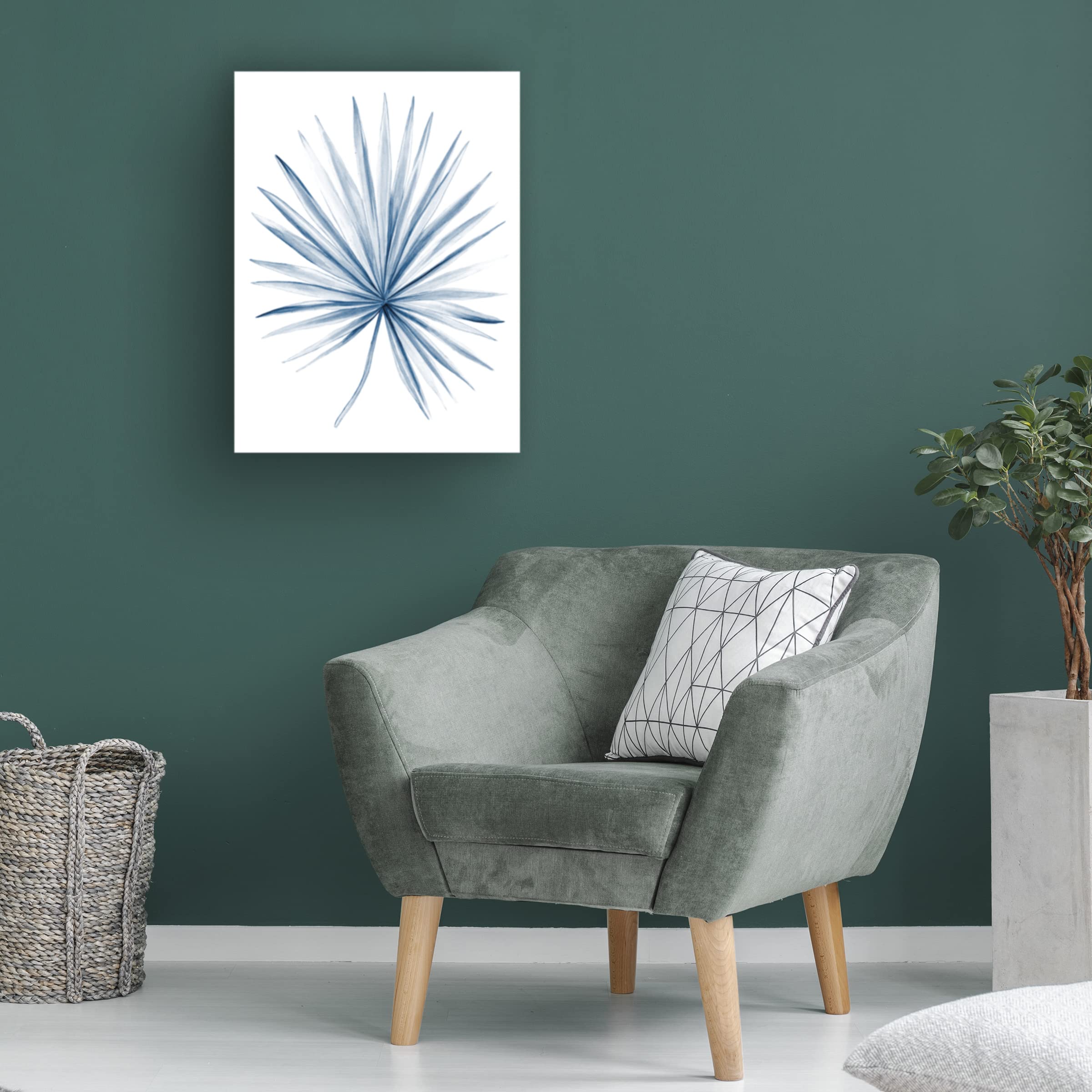 Megan Meagher 'Indigo Tropical Leaves II' Canvas Wall Art Print - Modern Botanical Home Decor for Living Room, Bedroom & Office
