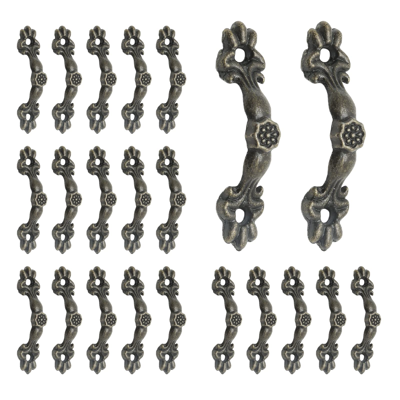24 Pcs 1.68 Inch Antique Bronze Drawer Pulls - Vintage Cabinet Handles for Dresser, Jewelry Box & Furniture - Perfect for Home Decor & DIY Projects