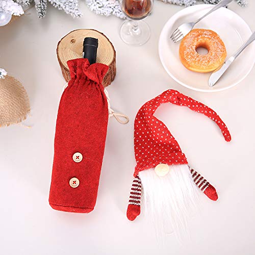 Premium Wine Gift Bags Set of 2 - Insulated Wine Tote with Christmas Gnome Design for Holiday Gifting, Party Favors & Wine Lovers - Reusable Bottle Covers Perfect for Christmas, Weddings & Hostess Gifts